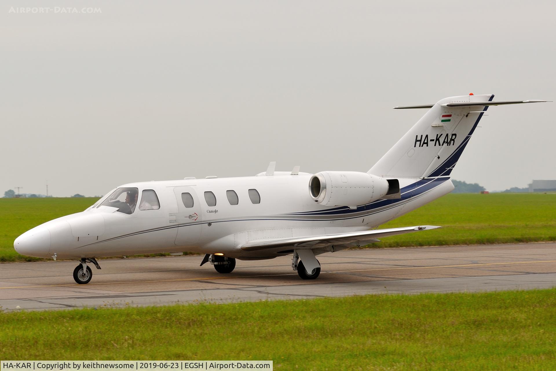 HA-KAR, 1993 Cessna 525 CitationJet C/N 525-0016, Arriving at Norwich from Croatia.