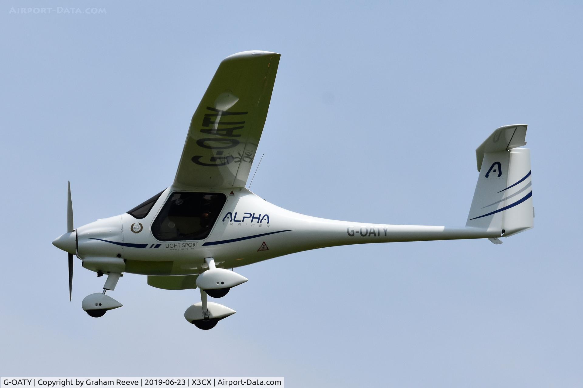 G-OATY, 2018 Pipistrel Alpha BCAR-S 164 C/N AT1640002, Over head at Northrepps.