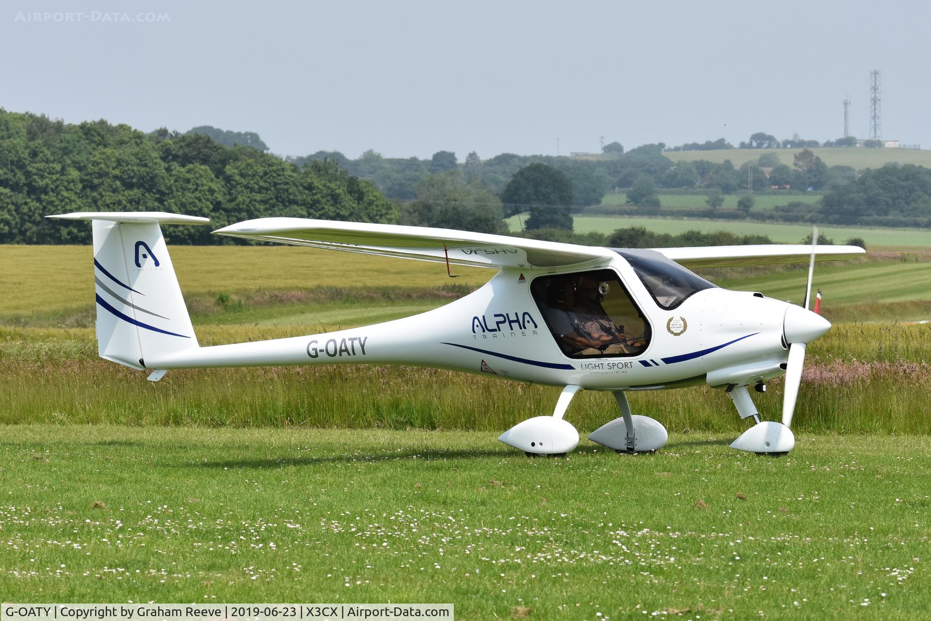 G-OATY, 2018 Pipistrel Alpha BCAR-S 164 C/N AT1640002, Just landed at Northrepps.