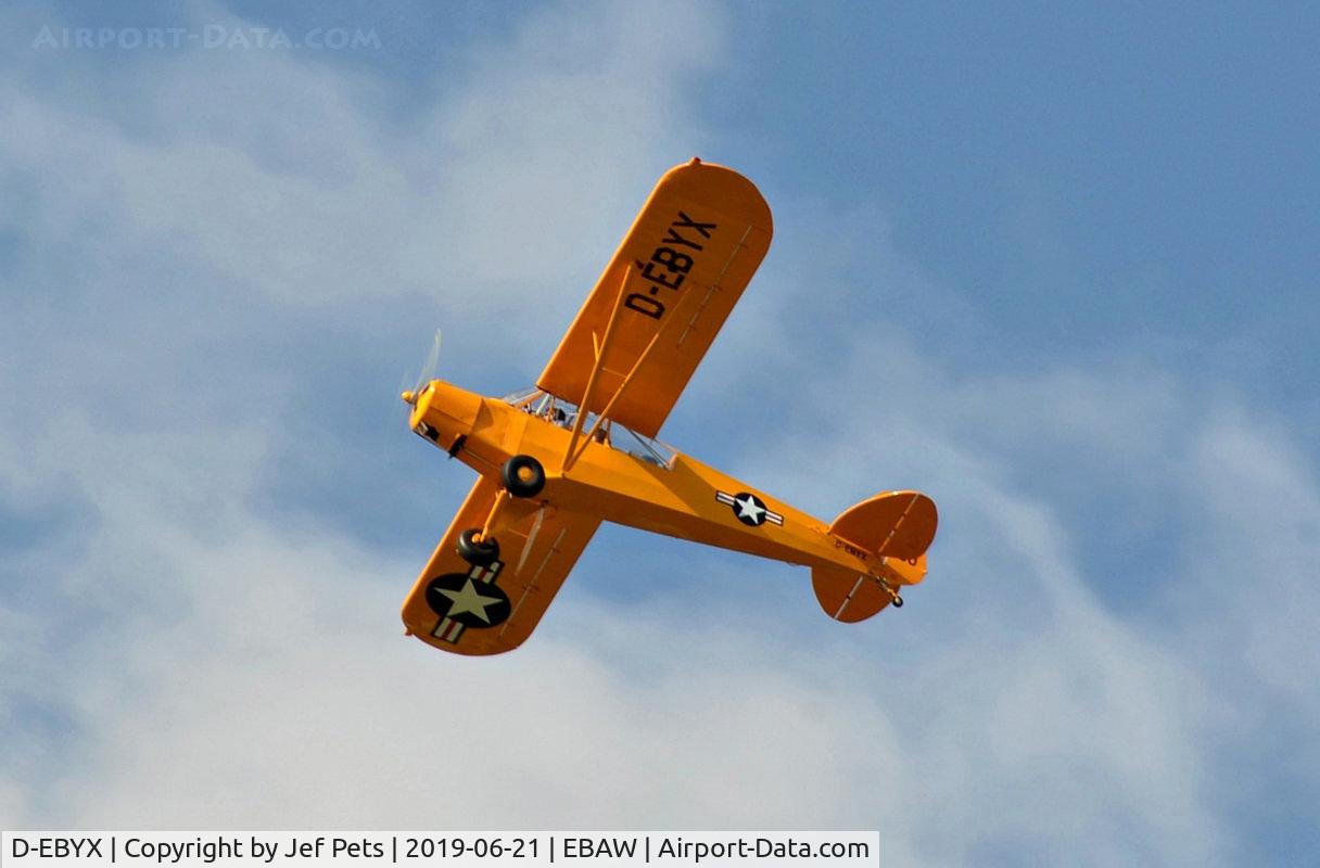 D-EBYX, 1954 Piper PA-18-95 Super Cub C/N 18-3450, Departing Antwerp Airport.