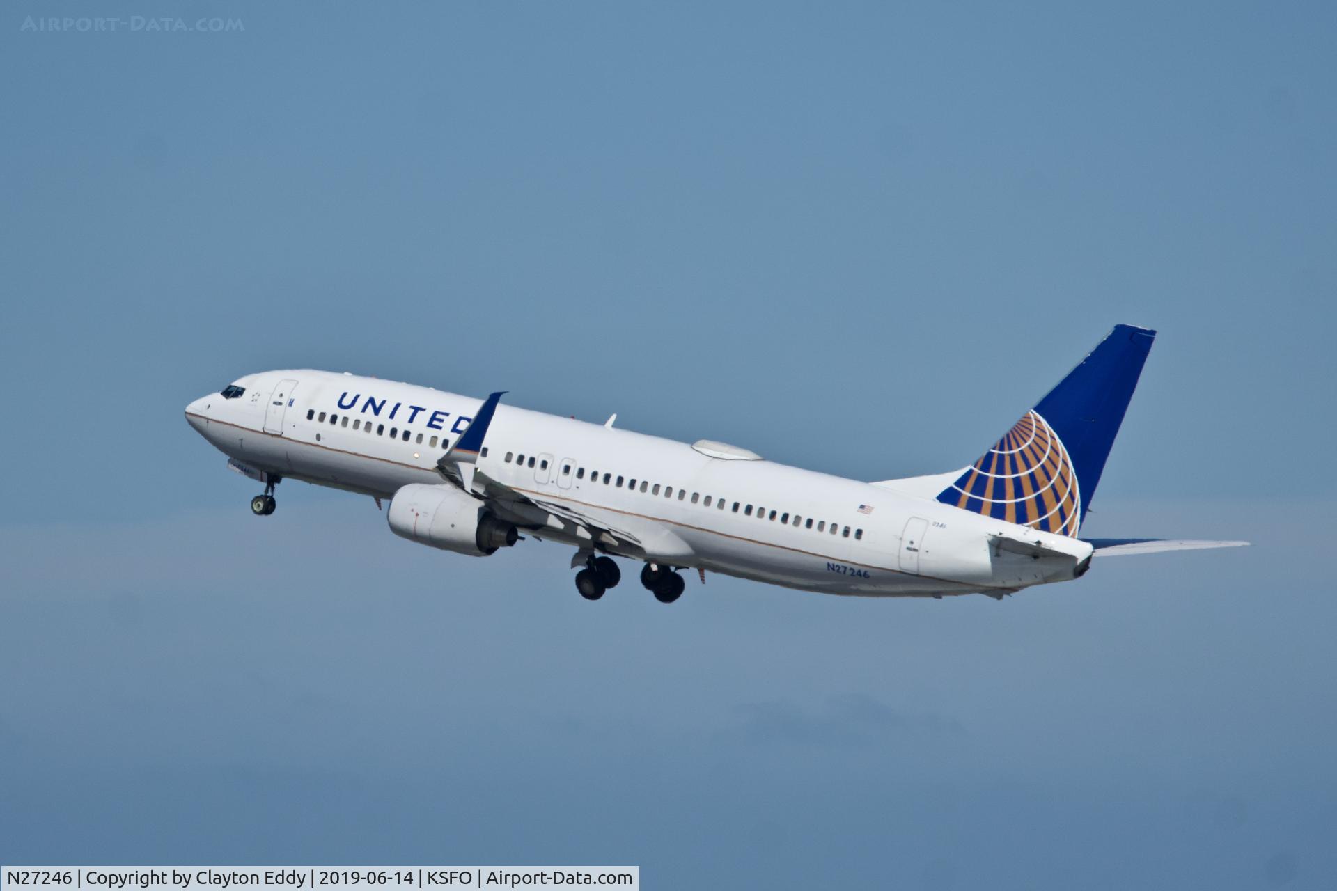 N27246, 1999 Boeing 737-824 C/N 28956, Departing runway 01 at SFO 2019.