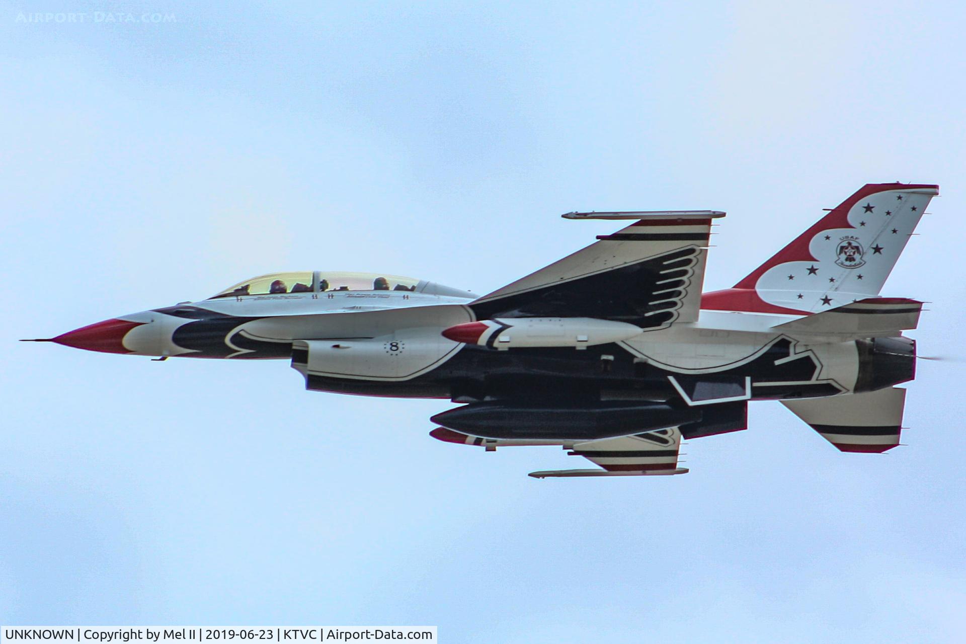 UNKNOWN, General Dynamics F-16C Fighting Falcon C/N Unknown, USAF Thunderbird #8 Early Arrival For the 2019 National Cherry Festival Airshow