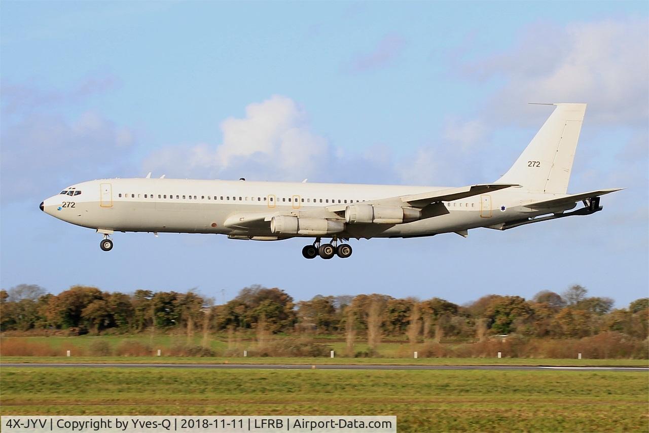 4X-JYV, 1975 Boeing 707-3L6C C/N 21096, Israeli Air Force Boeing 707-3L6C, On final rwy 25L, Brest-Bretagne Airport (LFRB-BES)