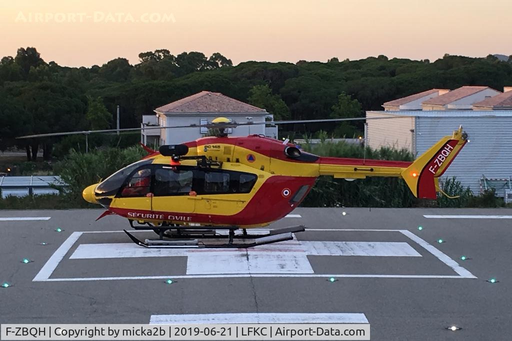 F-ZBQH, 2005 Eurocopter-Kawasaki EC-145 (BK-117C-2) C/N 9232, Take off at Calvi Hospital