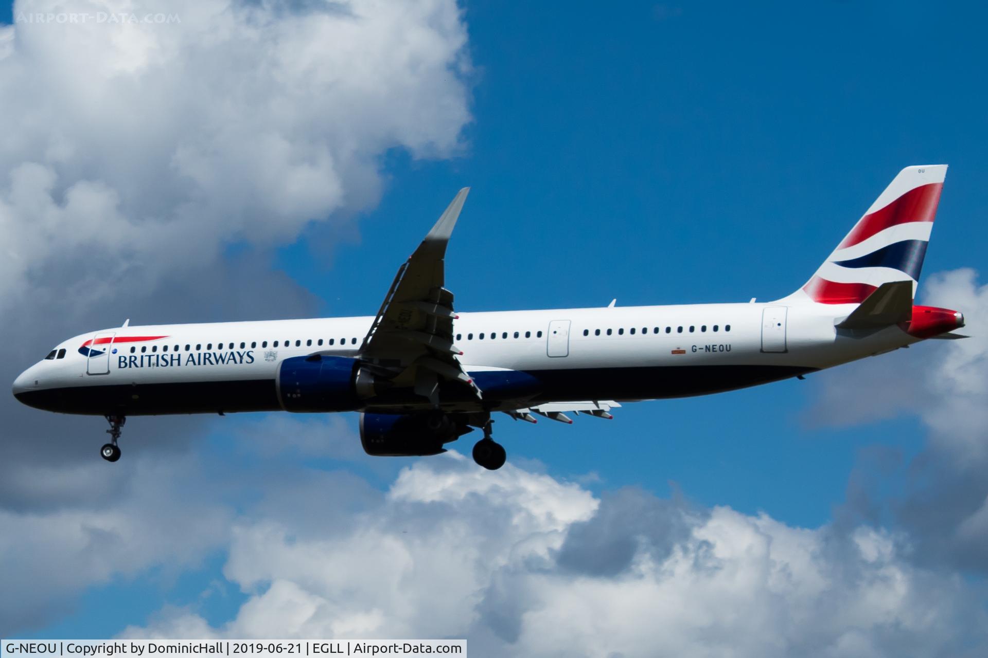 G-NEOU, 2019 Airbus A321-251NX C/N 8808, Landing RWY 27L