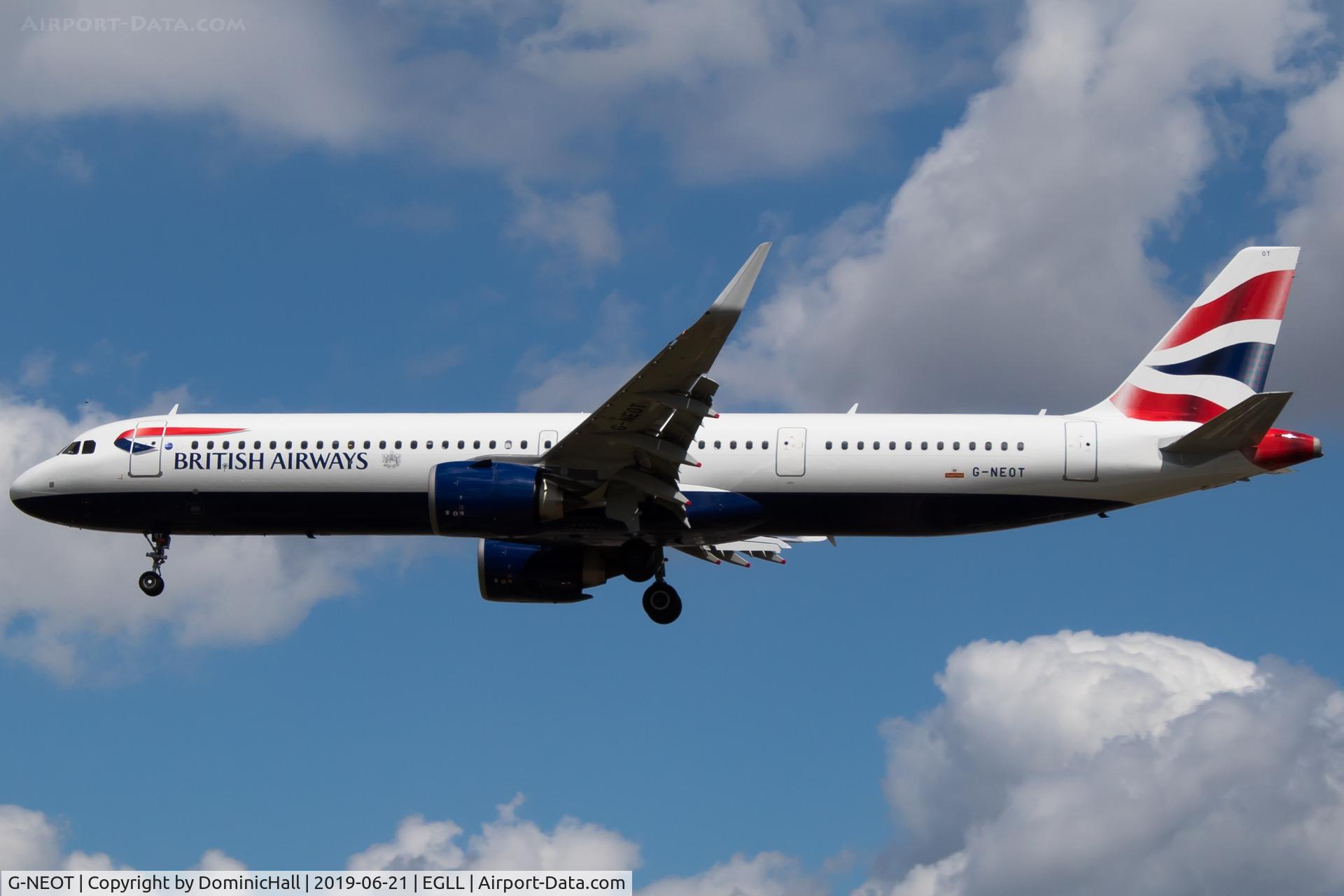 G-NEOT, 2019 Airbus A321-251NX C/N 8718, Landing RWY 27L
