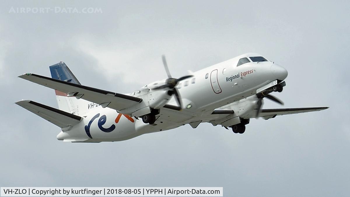 VH-ZLO, Saab 340B C/N 340B-382, SAAB340B. Rex Regional Express VH-ZLO departed runway 21 05/08/18.