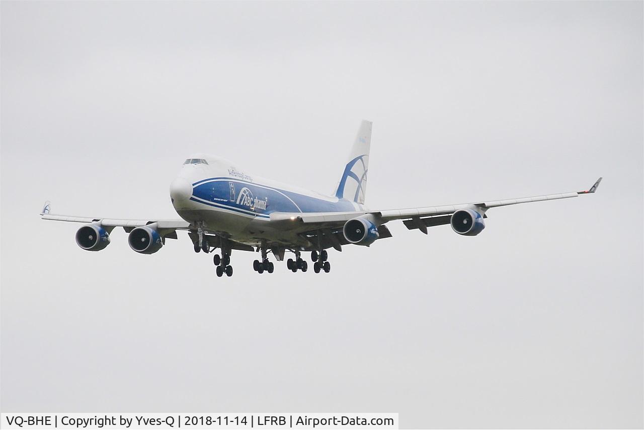 VQ-BHE, 2008 Boeing 747-4KZF (SCD) C/N 36784, Boeing 747-4KZF, Short approach rwy 25L, Brest-Bretagne Airport (LFRB-BES)