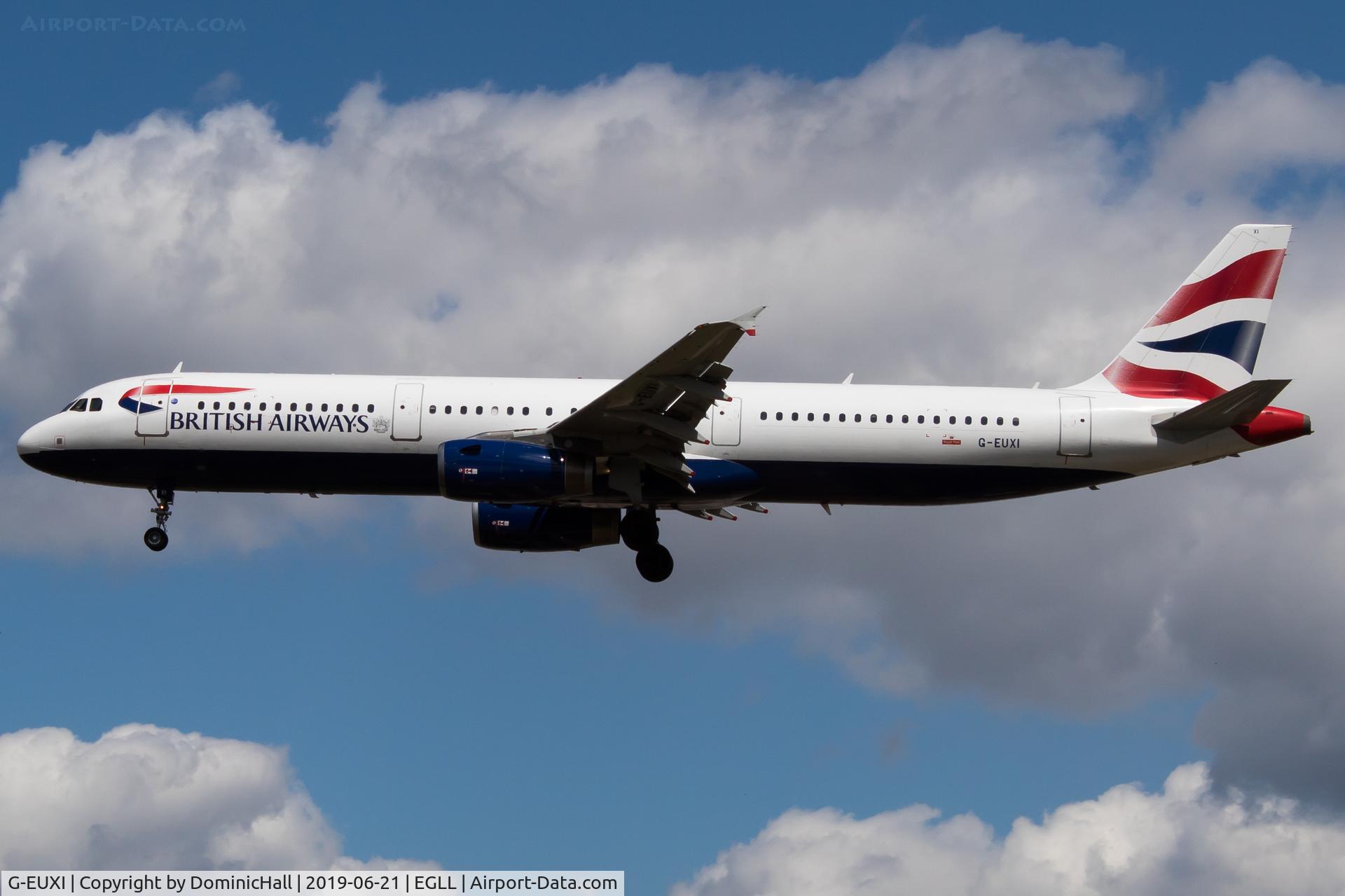 G-EUXI, 2005 Airbus A321-231 C/N 2536, Landing RWY 27L