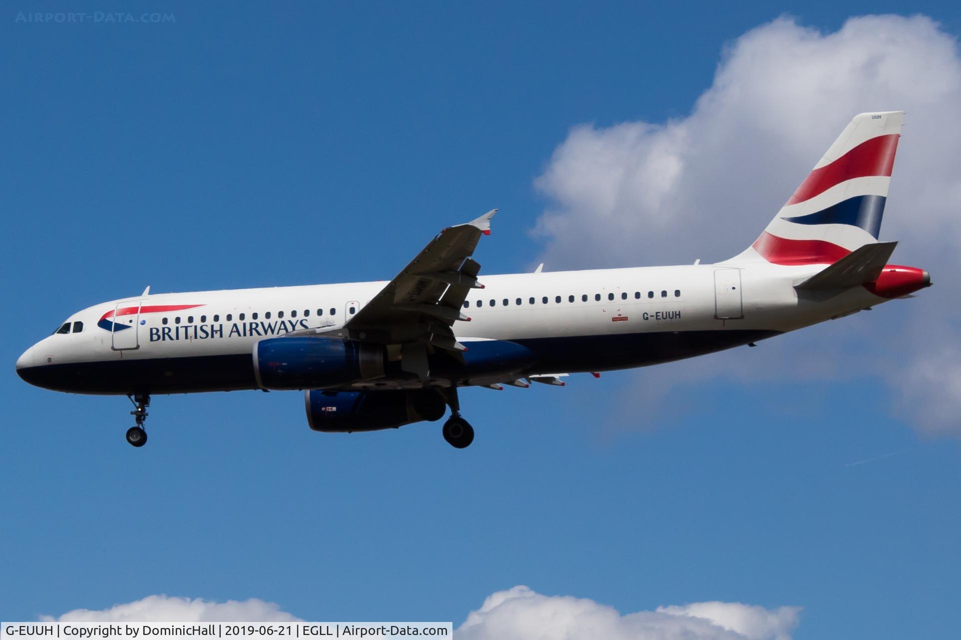 G-EUUH, 2002 Airbus A320-232 C/N 1665, Landing RWY 27L