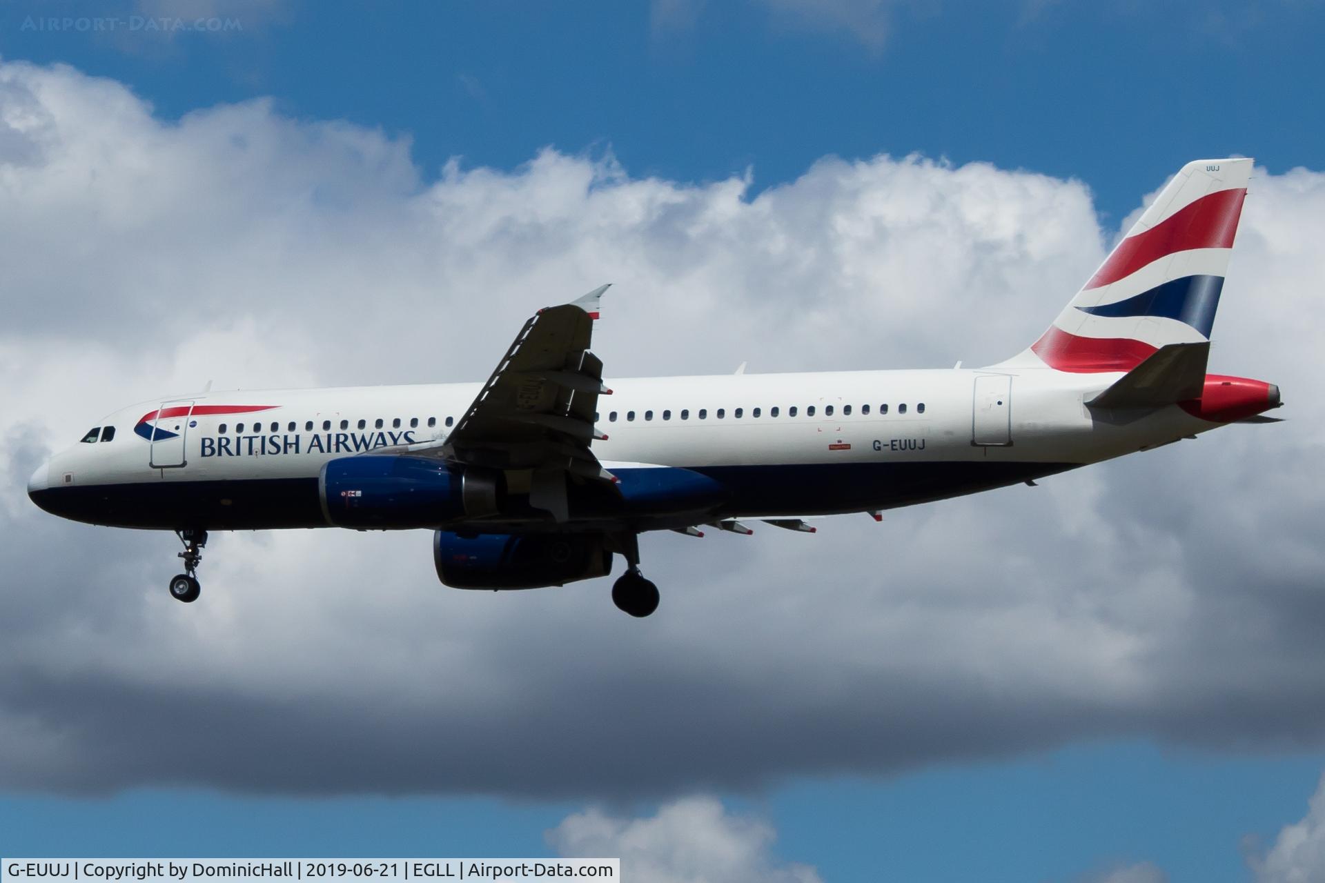 G-EUUJ, 2002 Airbus A320-232 C/N 1883, Landing RWY 27L