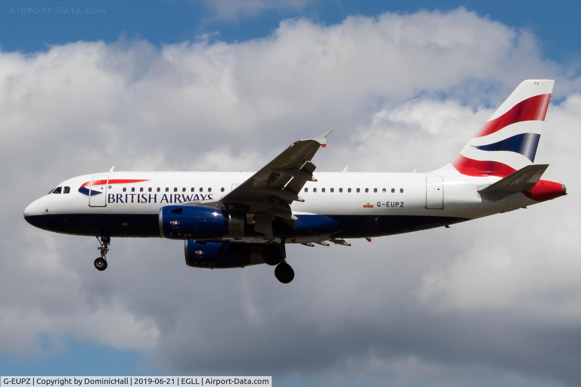 G-EUPZ, 2001 Airbus A319-131 C/N 1510, Landing RWY 27L