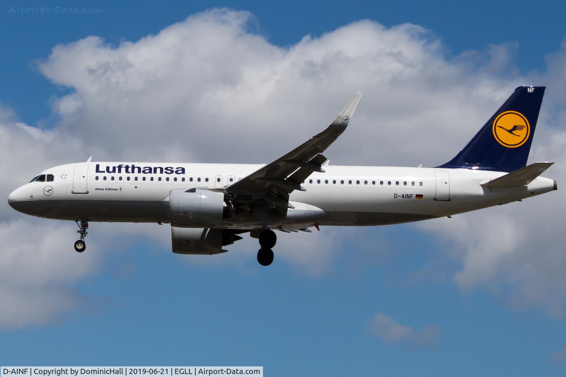 D-AINF, 2017 Airbus A320-271N C/N 7577, Landing RWY 27L