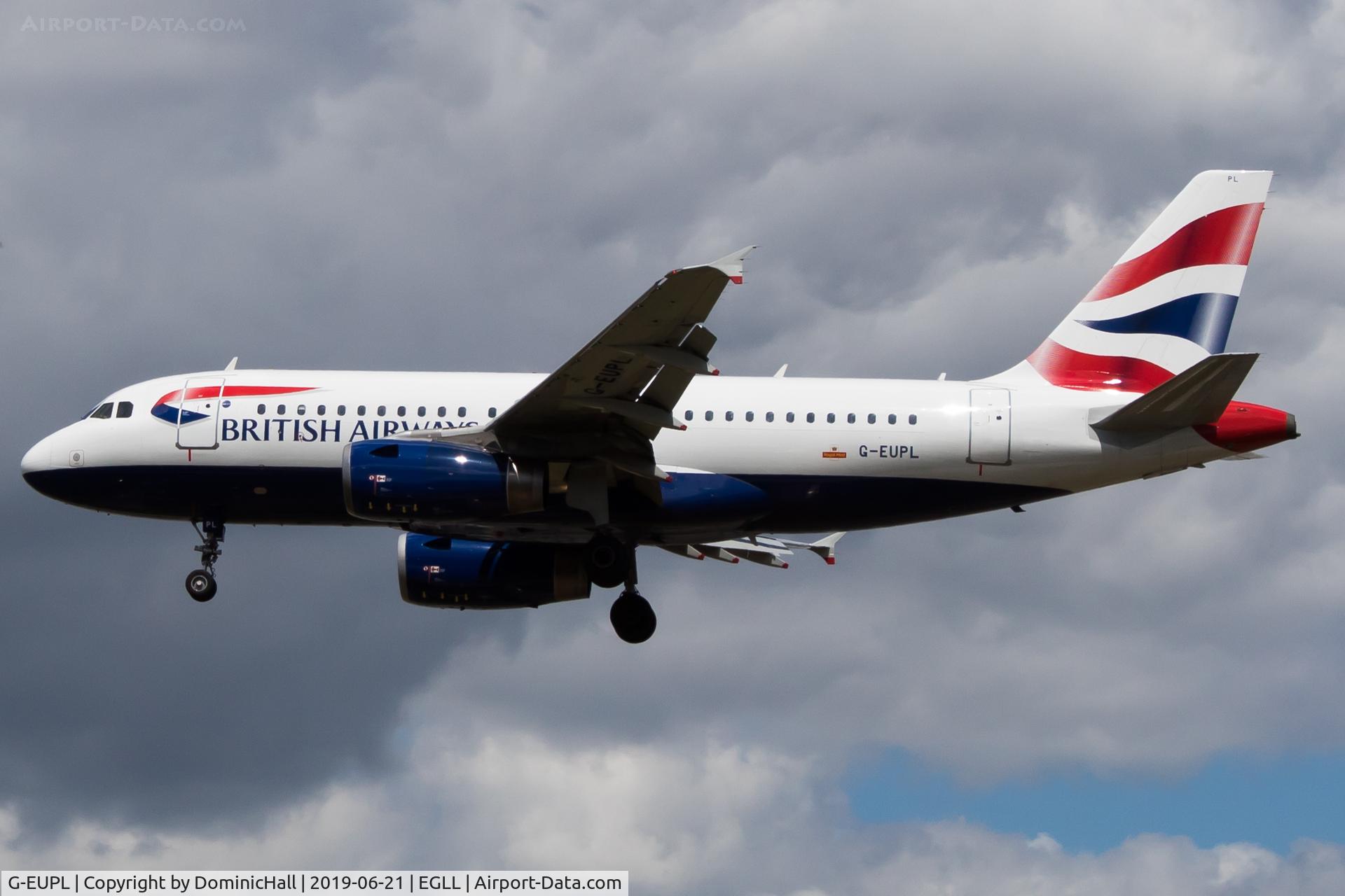 G-EUPL, 2000 Airbus A319-131 C/N 1239, Landing RWY 27L