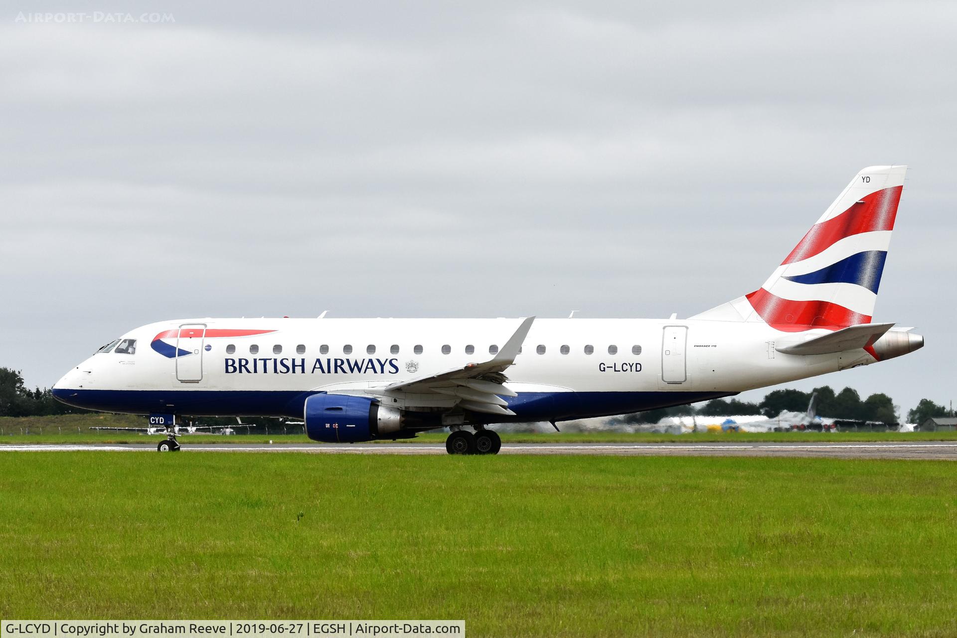 G-LCYD, 2009 Embraer 170STD (ERJ-170-100STD) C/N 17000294, Departing from Norwich.