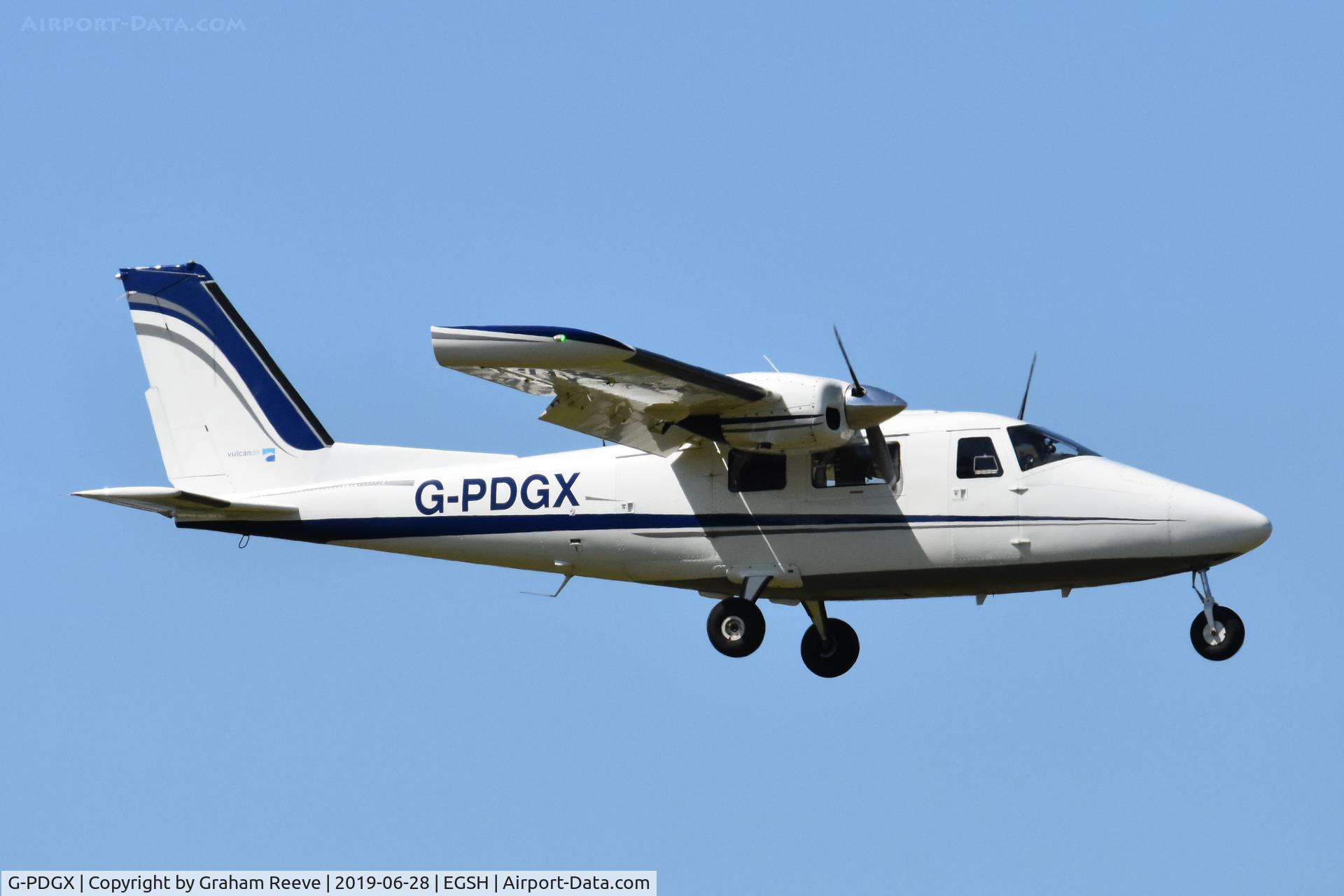 G-PDGX, 2015 Vulcanair P-68R Victor C/N 483-50, Landing at Norwich.