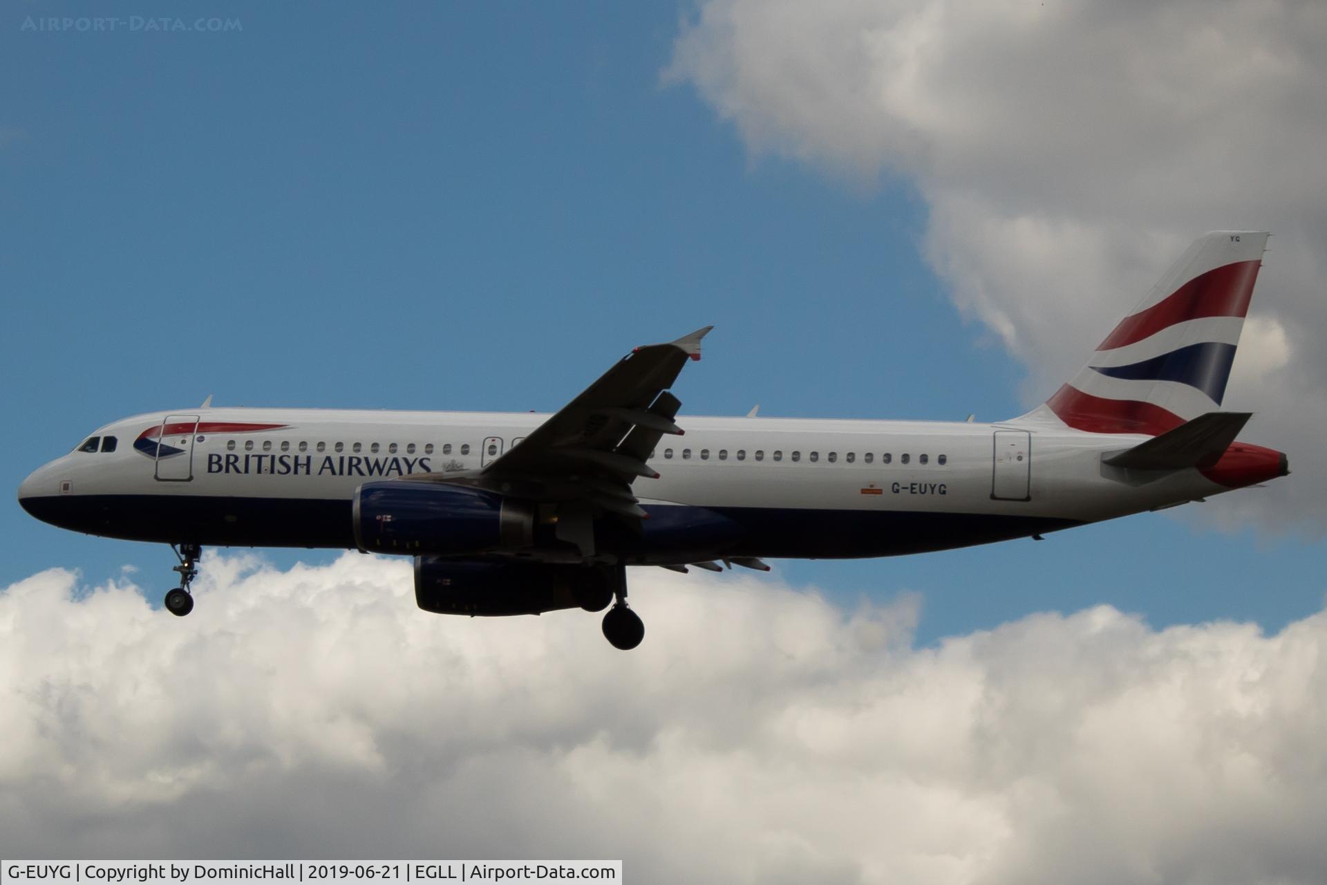 G-EUYG, 2010 Airbus A320-232 C/N 4238, Landing RWY 27L