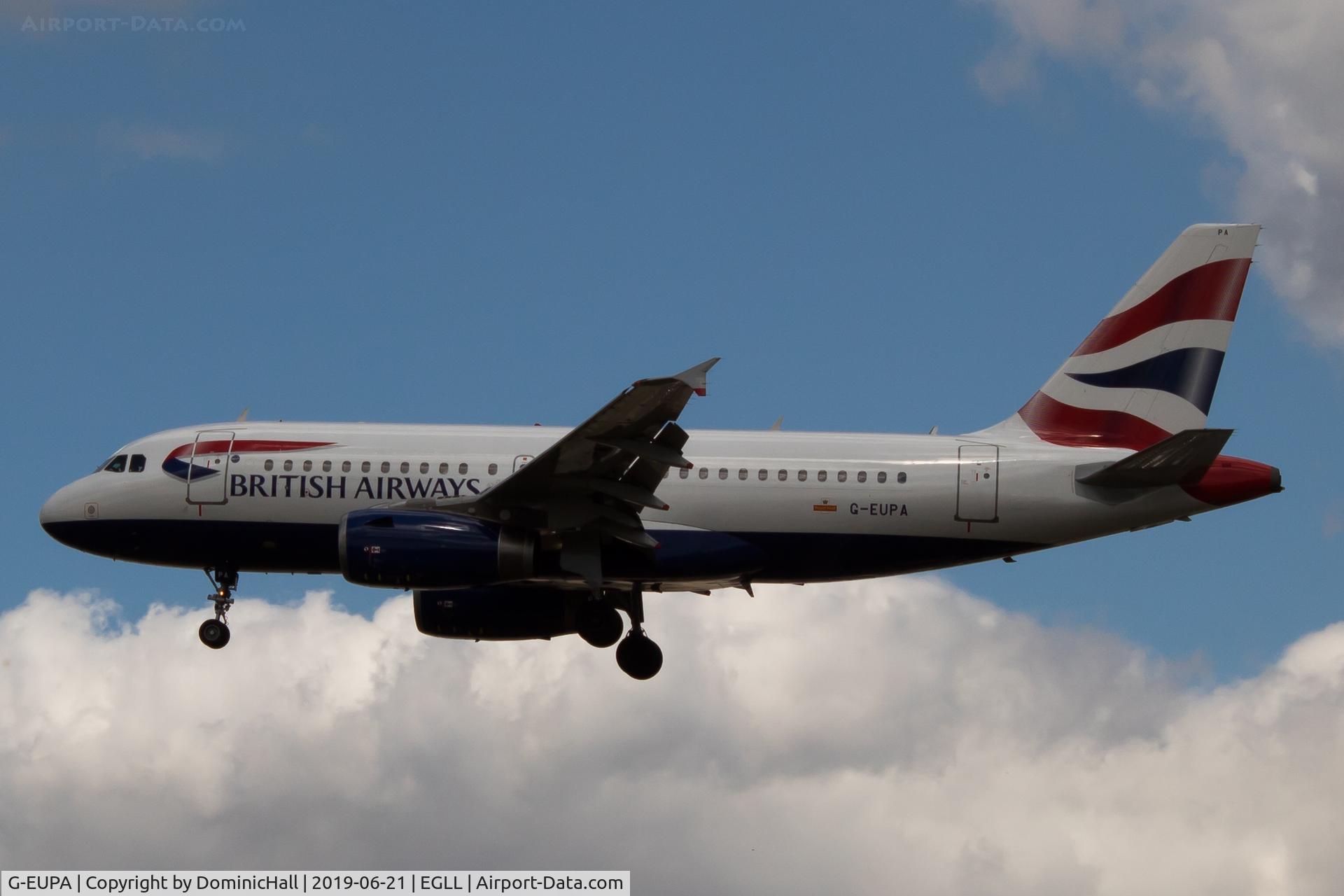 G-EUPA, 1999 Airbus A319-131 C/N 1082, Landing RWY 27L