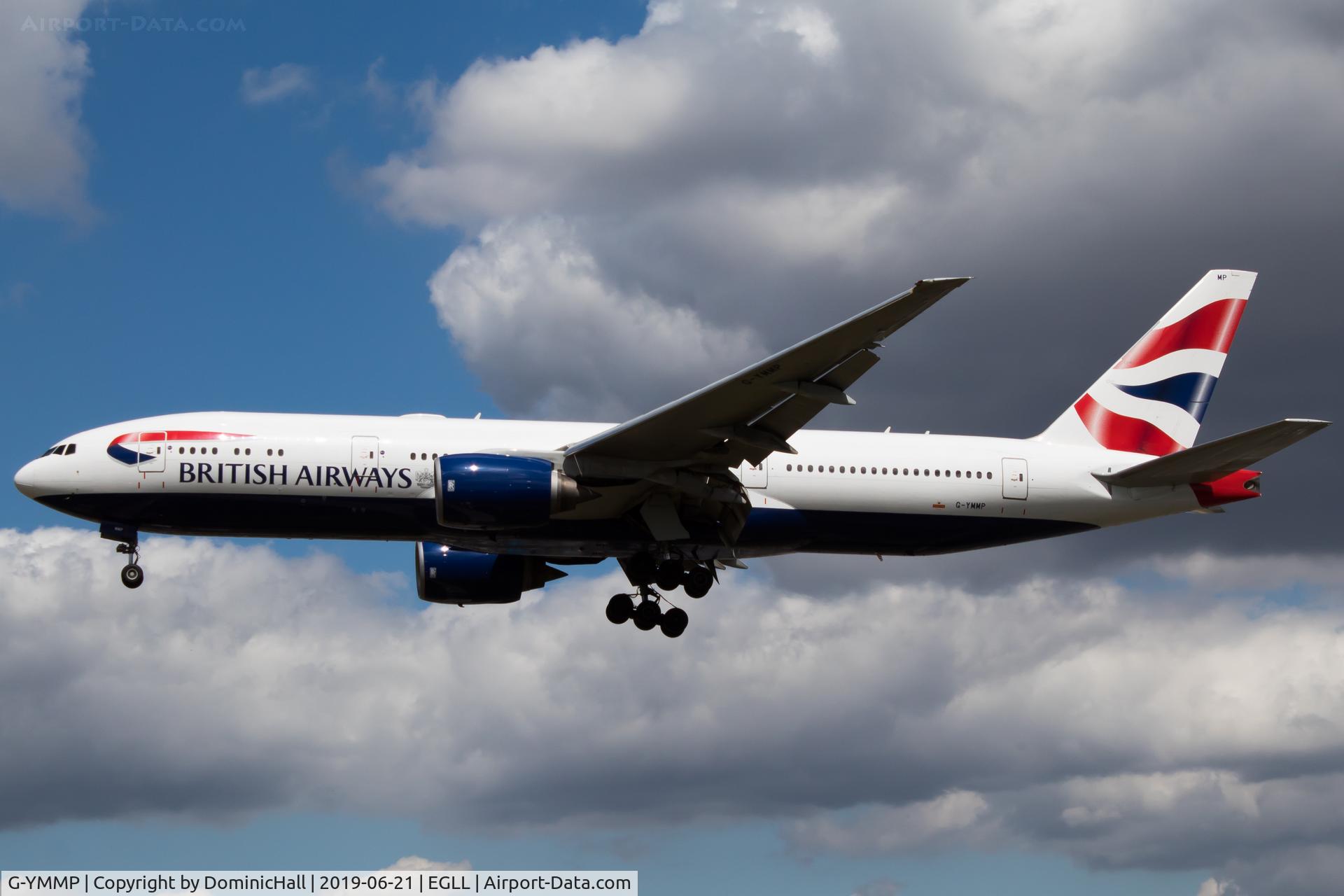 G-YMMP, 2001 Boeing 777-236 C/N 30315, Landing RWY 27L