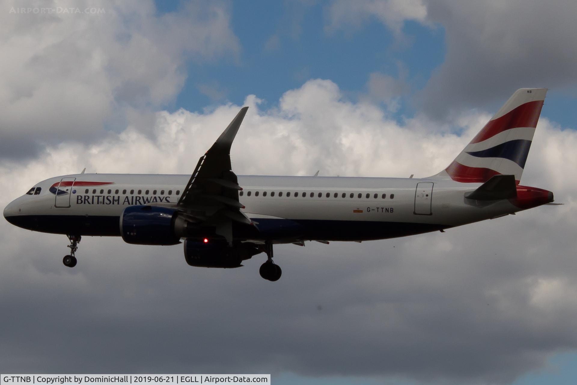 G-TTNB, 2018 Airbus A320-251NEO C/N 8139, Landing RWY 27L