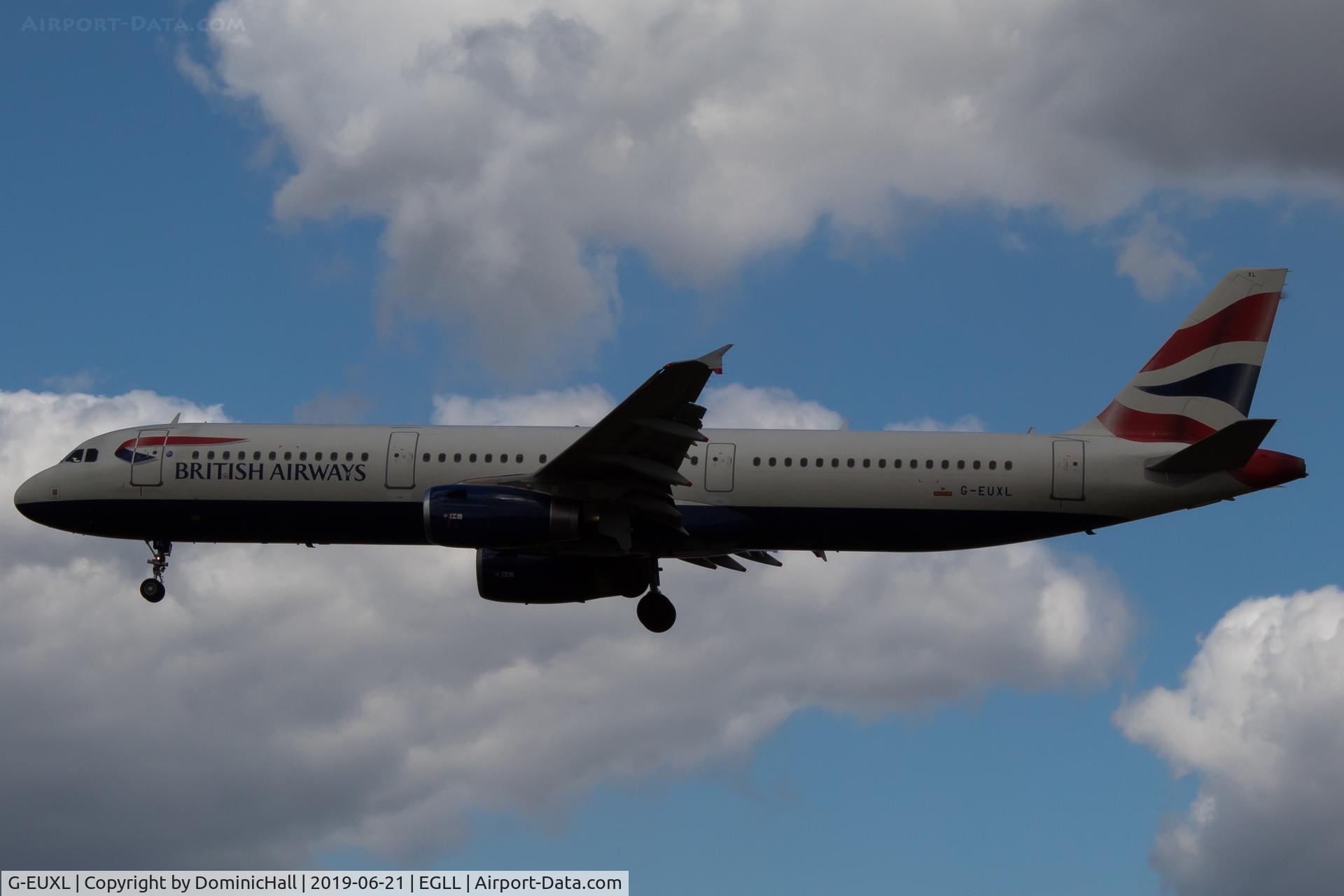 G-EUXL, 2007 Airbus A321-231 C/N 3254, Landing RWY 27L