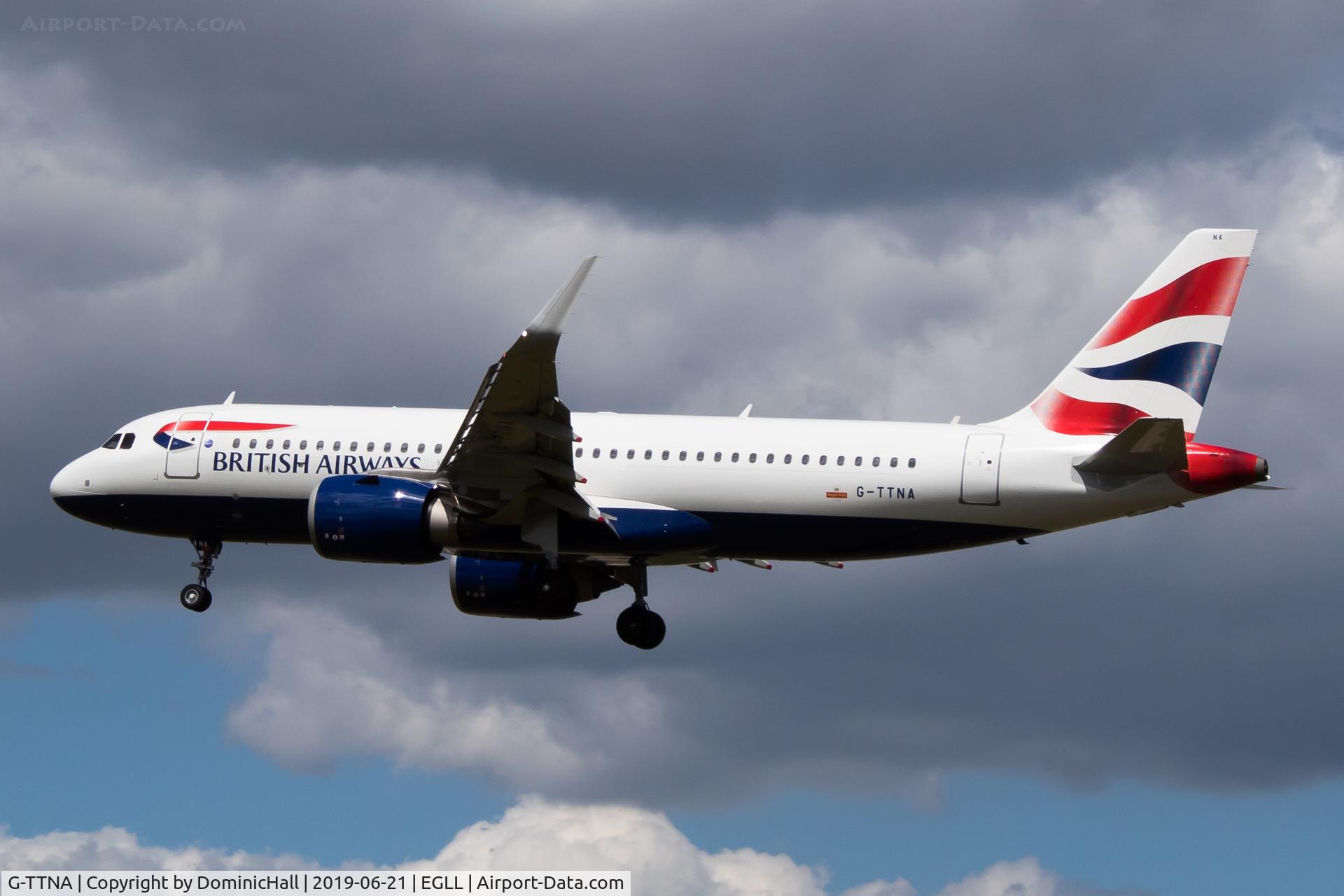 G-TTNA, 2018 Airbus A320-251N C/N 8108, Landing RWY 27L