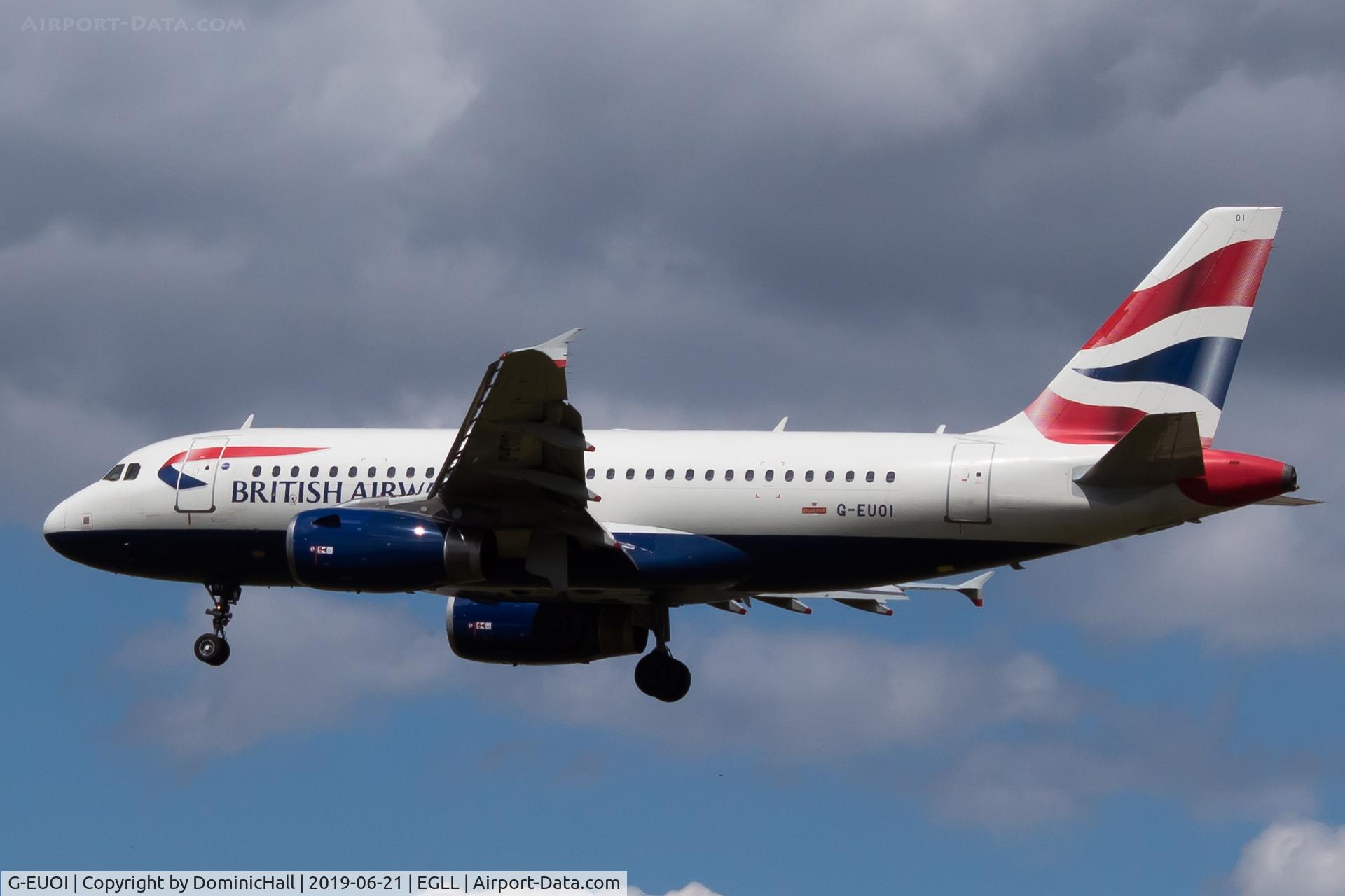 G-EUOI, 2001 Airbus A319-131 C/N 1606, Landing RWY 27L