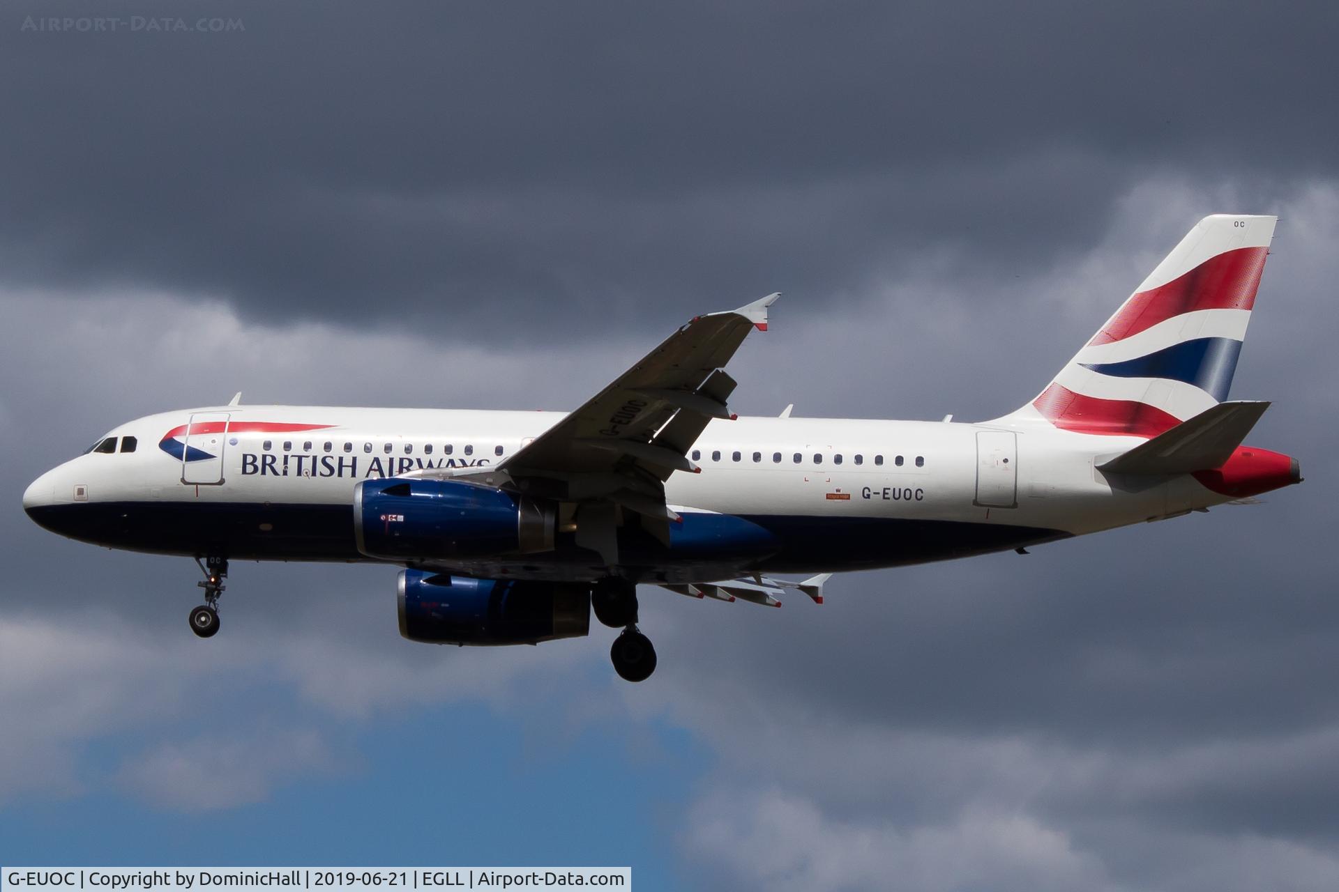 G-EUOC, 2001 Airbus A319-131 C/N 1537, Landing RWY 27L