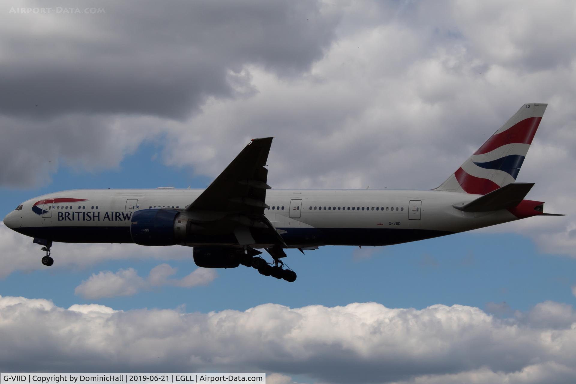 G-VIID, 1997 Boeing 777-236 C/N 27486, Landing RWY 27L