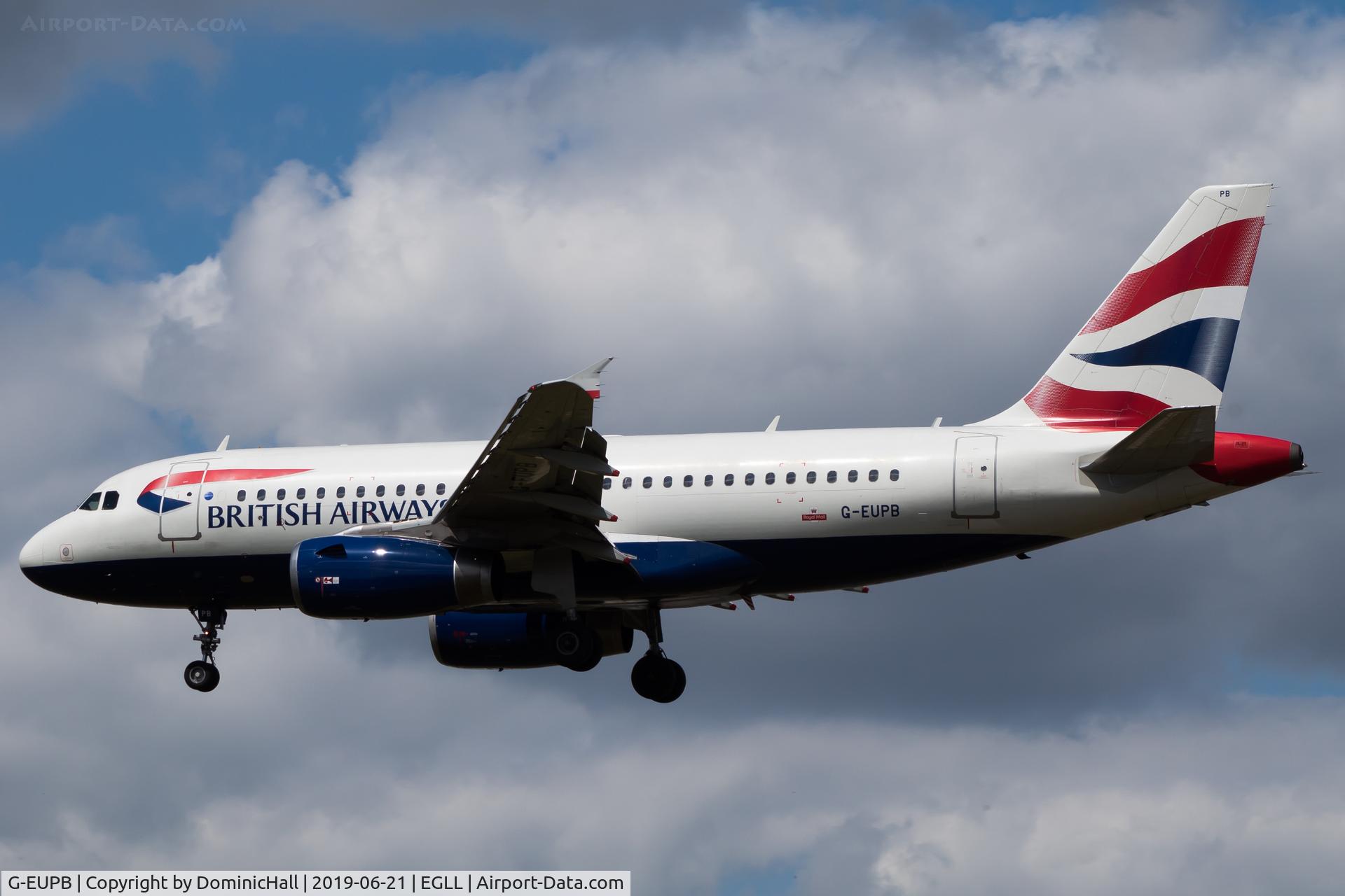 G-EUPB, 1999 Airbus A319-131 C/N 1115, Landing RWY 27L
