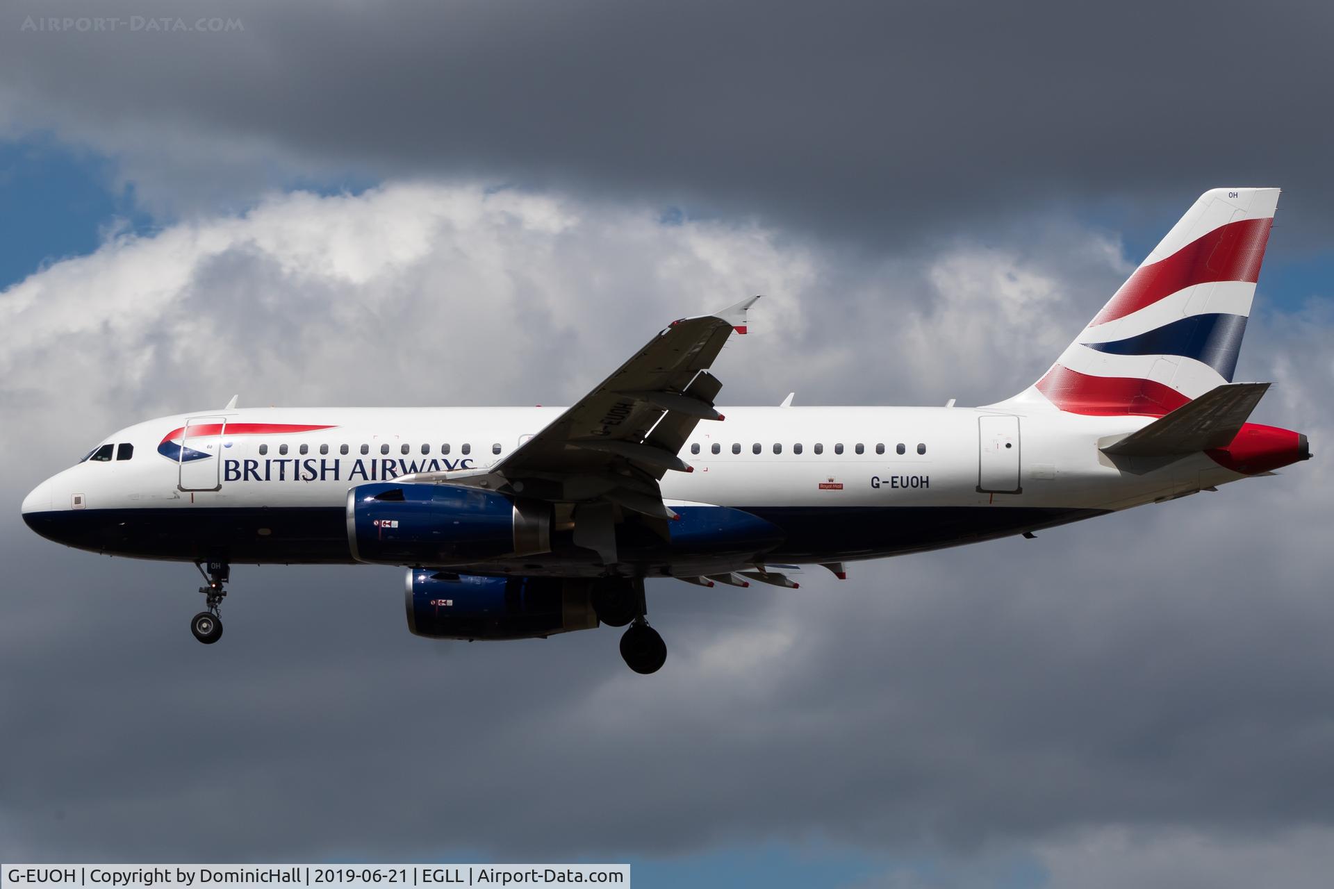G-EUOH, 2001 Airbus A319-131 C/N 1604, Landing RWY 27L