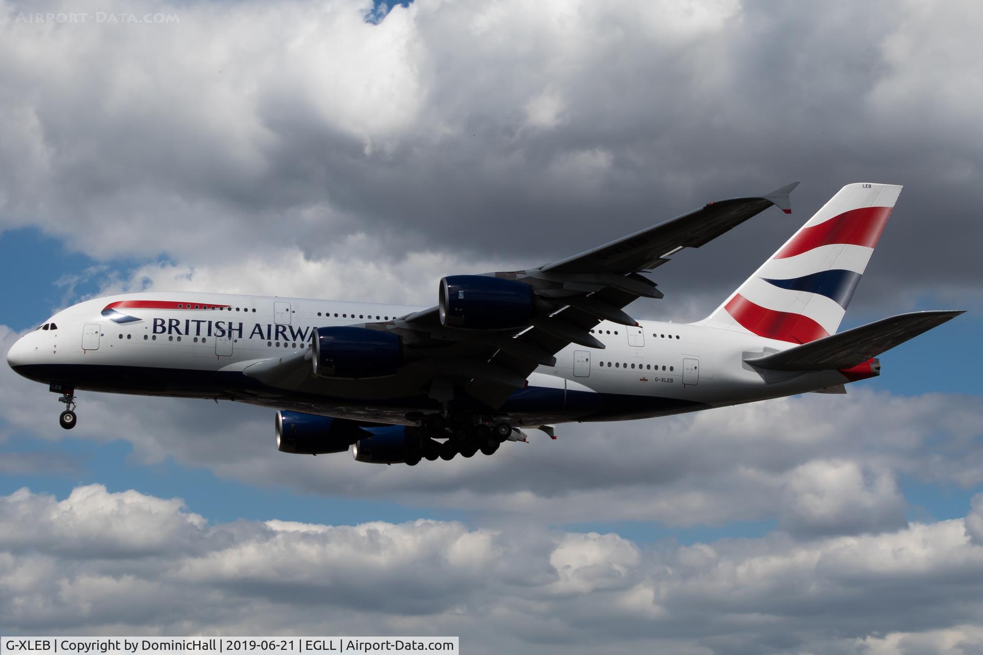 G-XLEB, 2013 Airbus A380-841 C/N 121, Landing RWY 27L