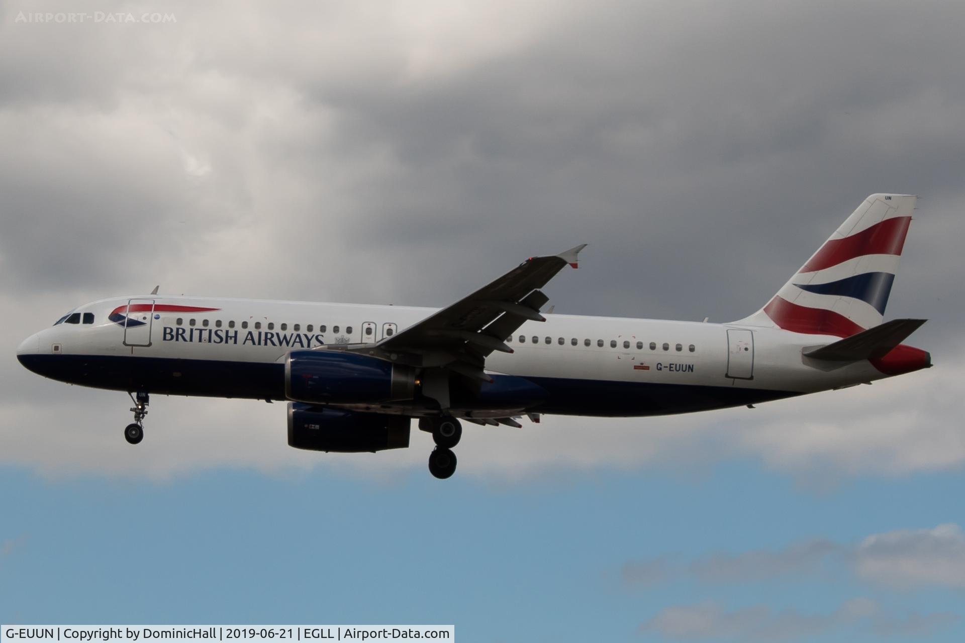 G-EUUN, 2003 Airbus A320-232 C/N 1910, Landing RWY 27L