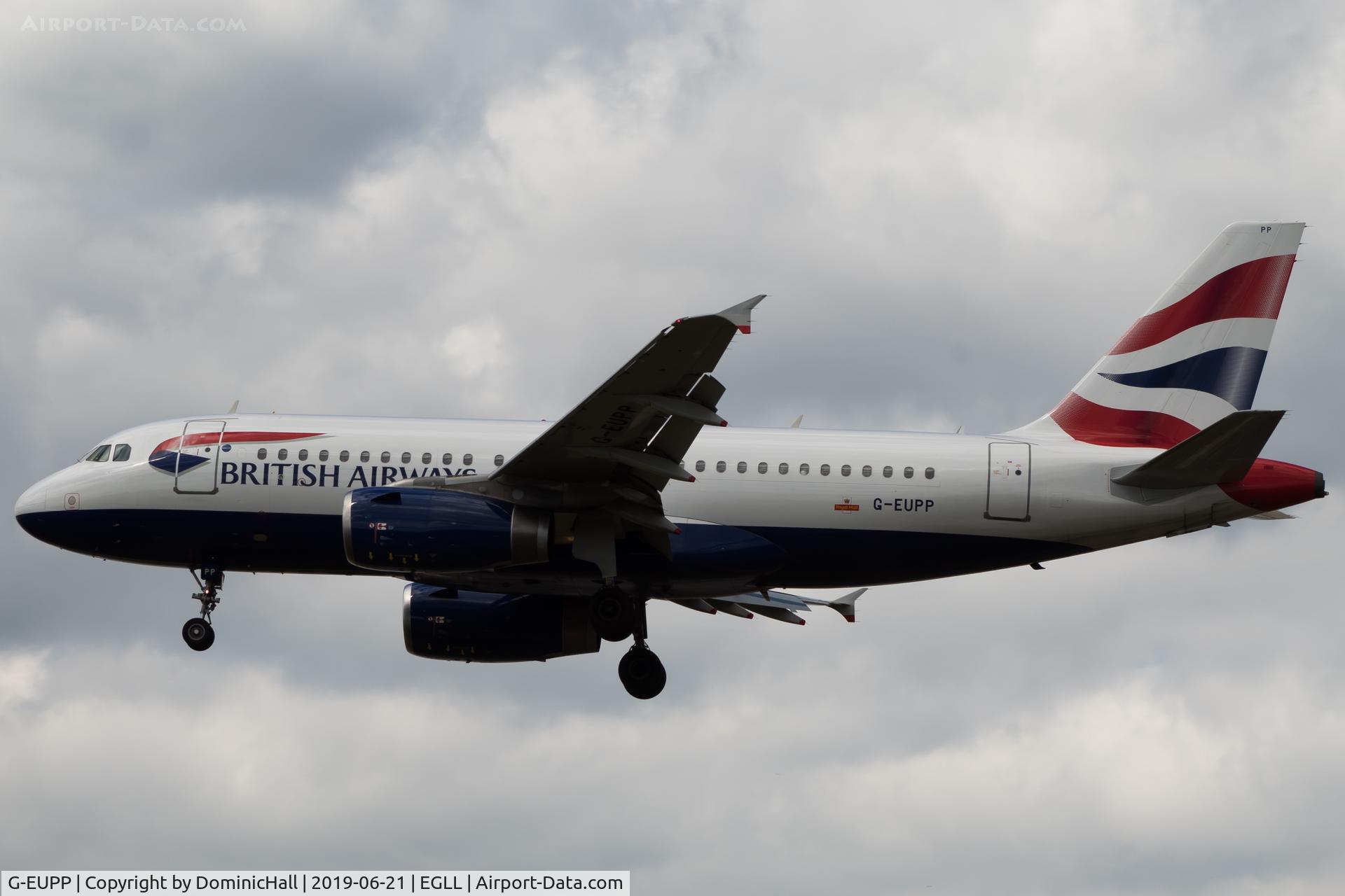 G-EUPP, 2000 Airbus A319-131 C/N 1295, Landing RWY 27L