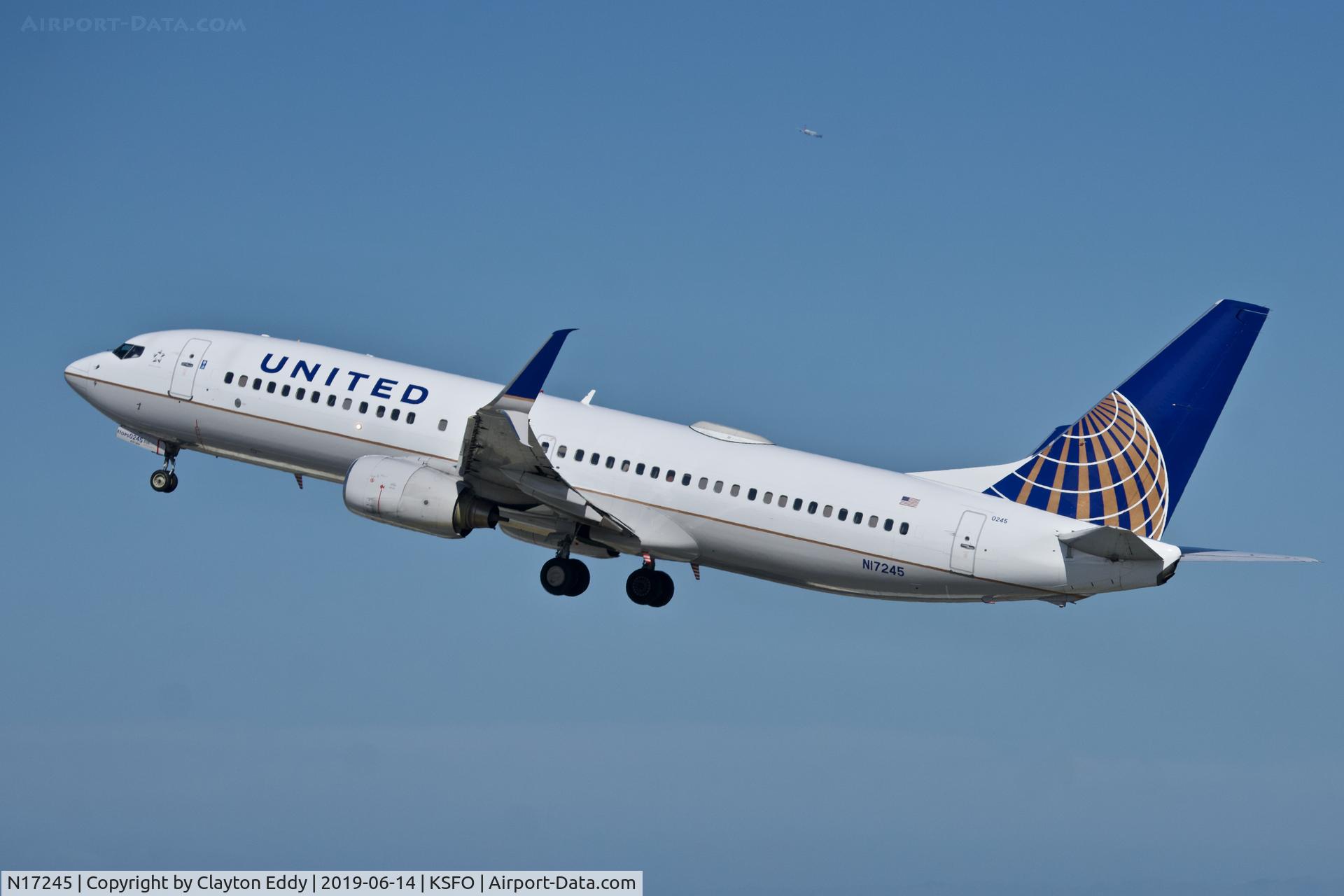 N17245, 1999 Boeing 737-824 C/N 28955, Departing runway 01 SFO 2019.