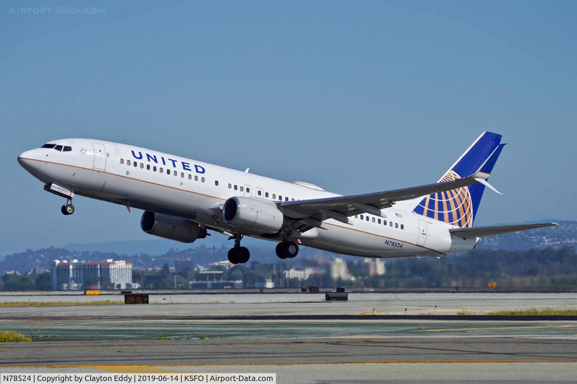 N78524, 2010 Boeing 737-824 C/N 31642, Departing runway 01 SFO 2019.