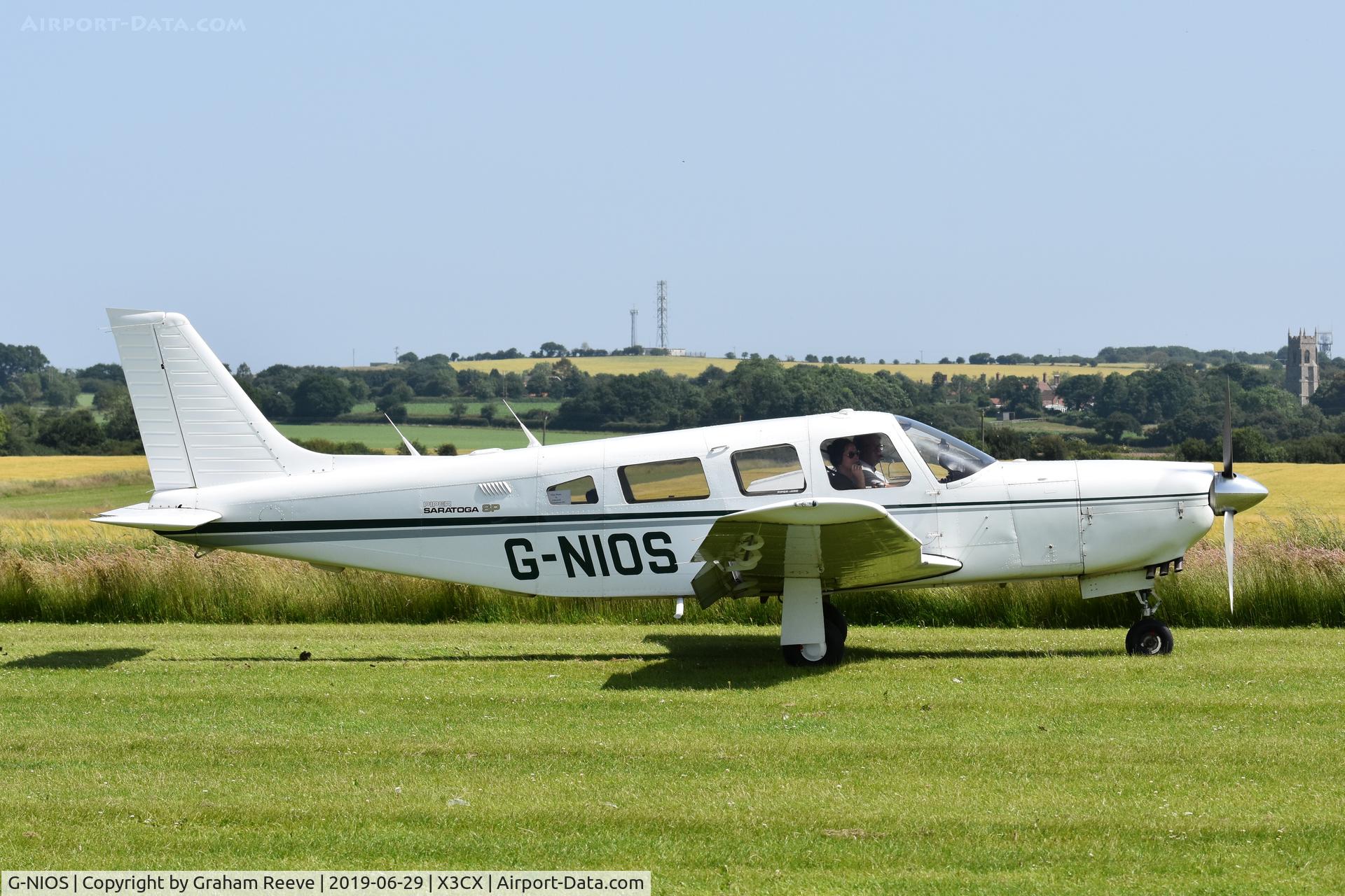 G-NIOS, 1985 Piper PA-32R-301 Saratoga SP C/N 32R-8513004, Just landed at Northrepps.