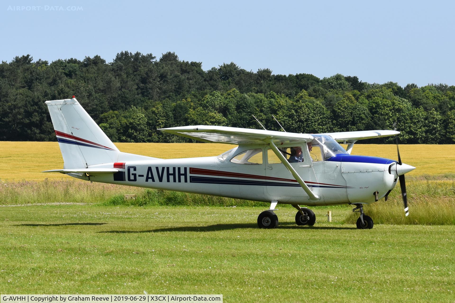 G-AVHH, 1967 Reims F172H Skyhawk C/N 0337, Just landed at Northrepps.