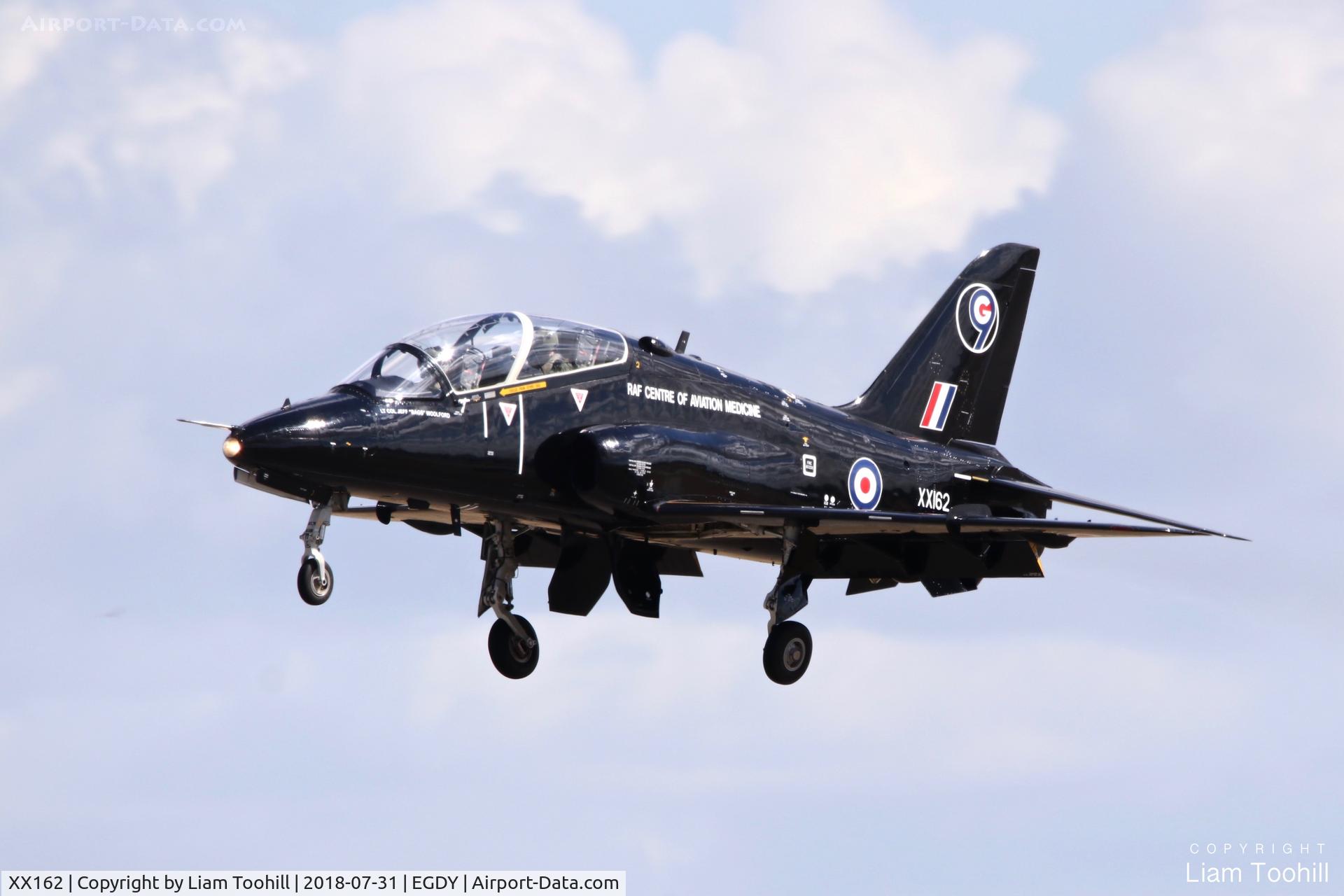 XX162, 1976 Hawker Siddeley Hawk T.1 C/N 009/312009, XX162 low approach at RNAS Yeovilton