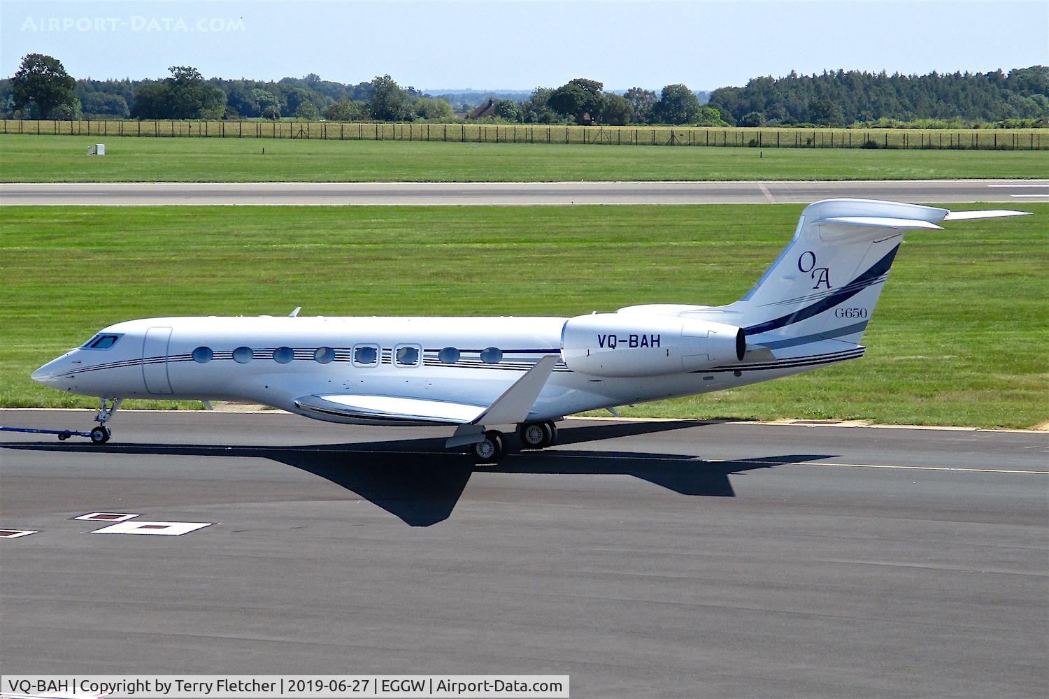 VQ-BAH, 2016 Gulfstream G-VI (G650ER) C/N 6218, at Luton