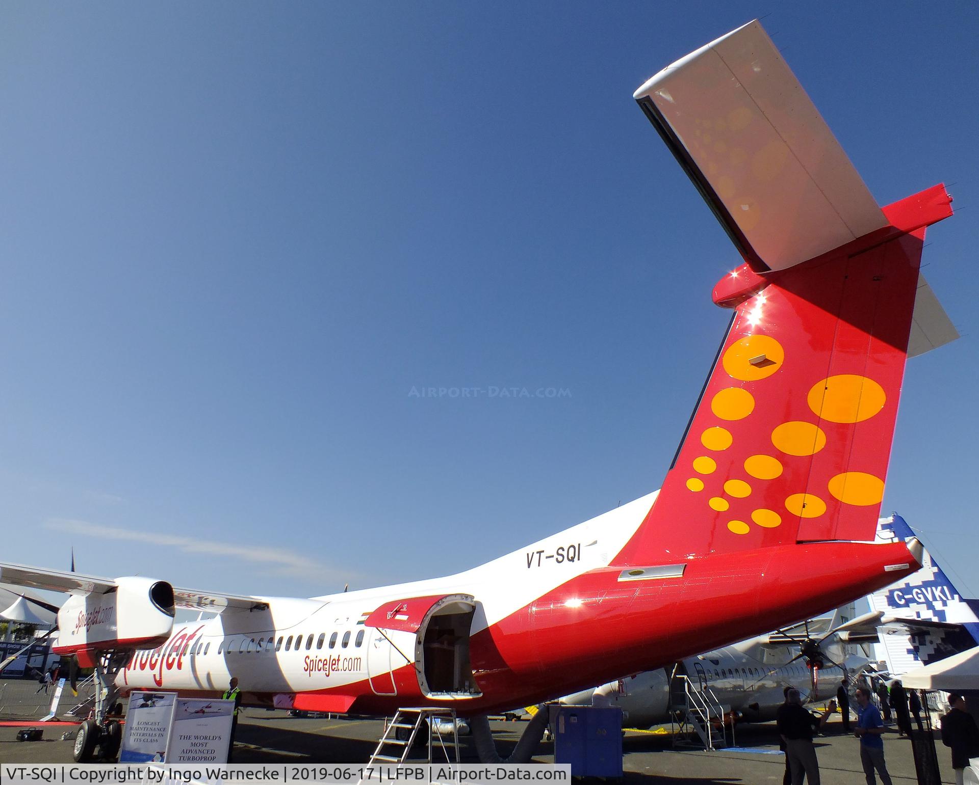 VT-SQI, 2019 De Havilland Canada DHC-8-402Q Dash 8 Dash 8 C/N 4596, De Havilland Canada DHC-8-402Q Dash 8 of SpiceJet at the Aerosalon 2019, Paris