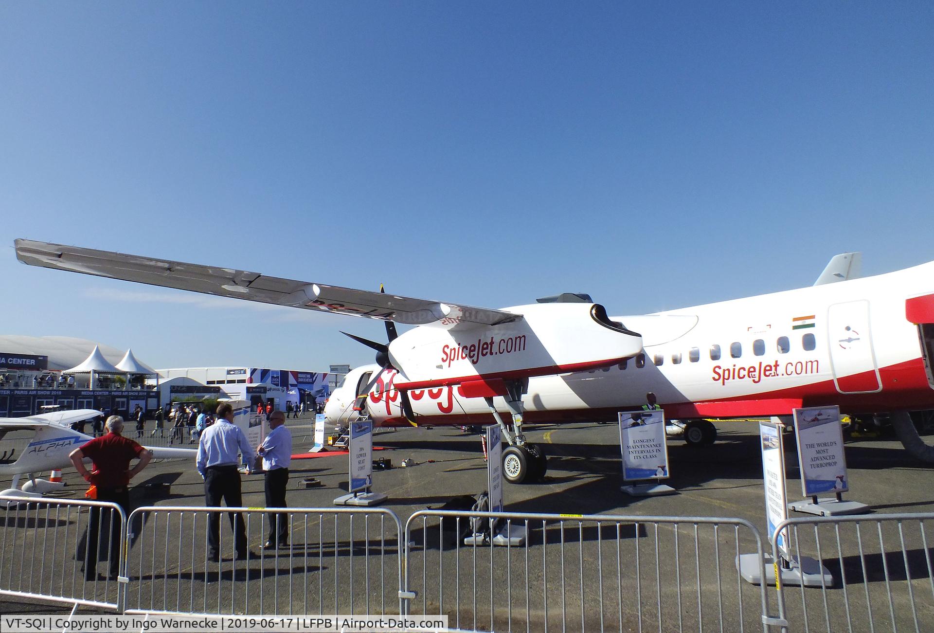 VT-SQI, 2019 De Havilland Canada DHC-8-402Q Dash 8 Dash 8 C/N 4596, De Havilland Canada DHC-8-402Q Dash 8 of SpiceJet at the Aerosalon 2019, Paris