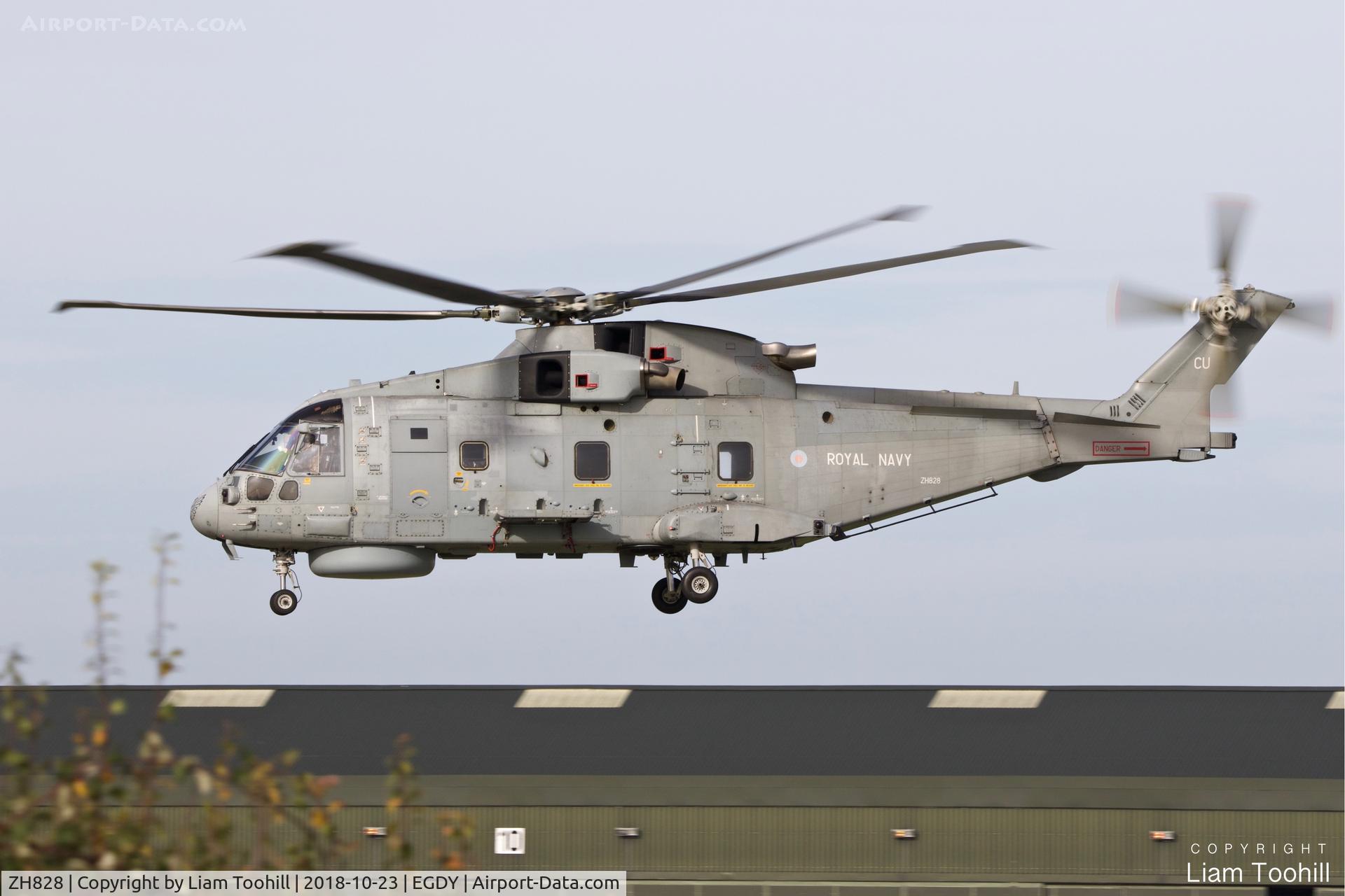 ZH828, 1998 AgustaWestland EH-101 Merlin HM1 C/N 50040, ZH828 take off at RNAS Yeovilton