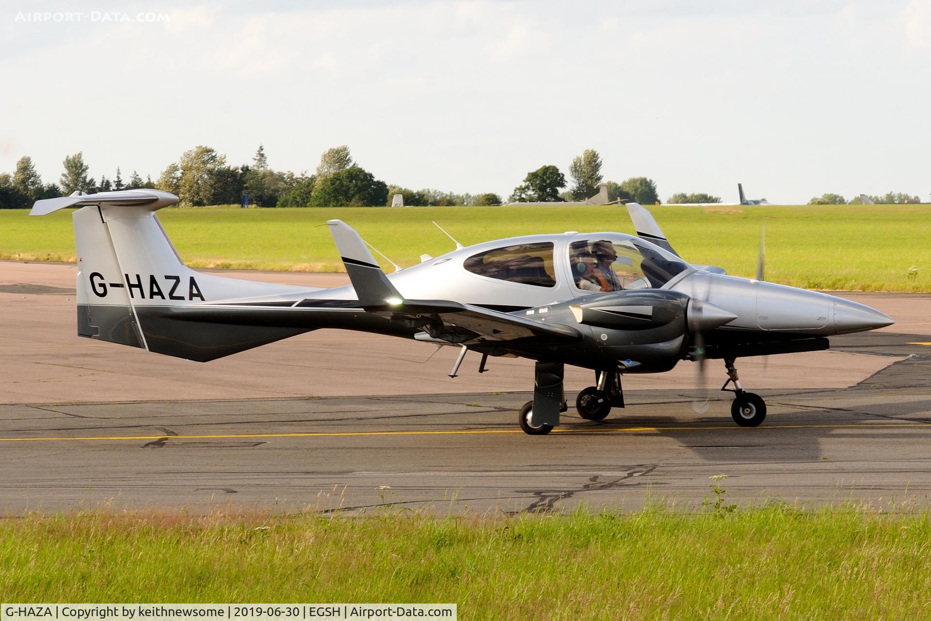 G-HAZA, 2018 Diamond DA-42 NG Twin Star C/N 42.N306, Nice weekend visitor leaving Norwich.