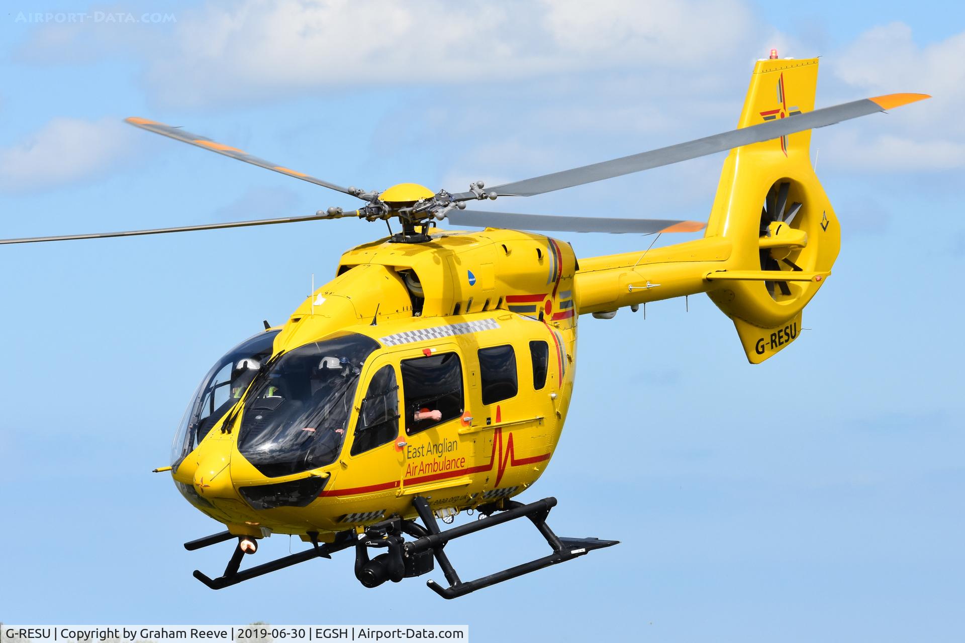 G-RESU, 2015 Airbus Helicopters EC-145T-2 (BK-117D-2) C/N 20052, Departing from Norwich.