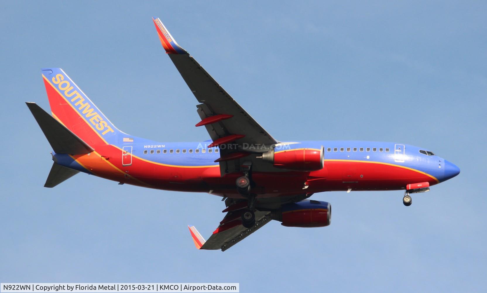 N922WN, 2008 Boeing 737-7H4 C/N 32461, MCO spotting