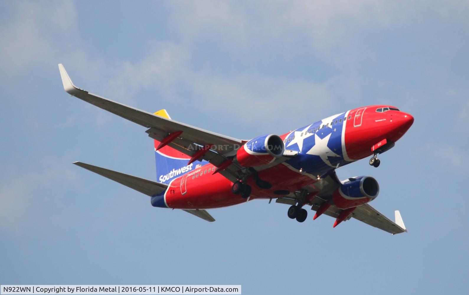 N922WN, 2008 Boeing 737-7H4 C/N 32461, MCO spotting