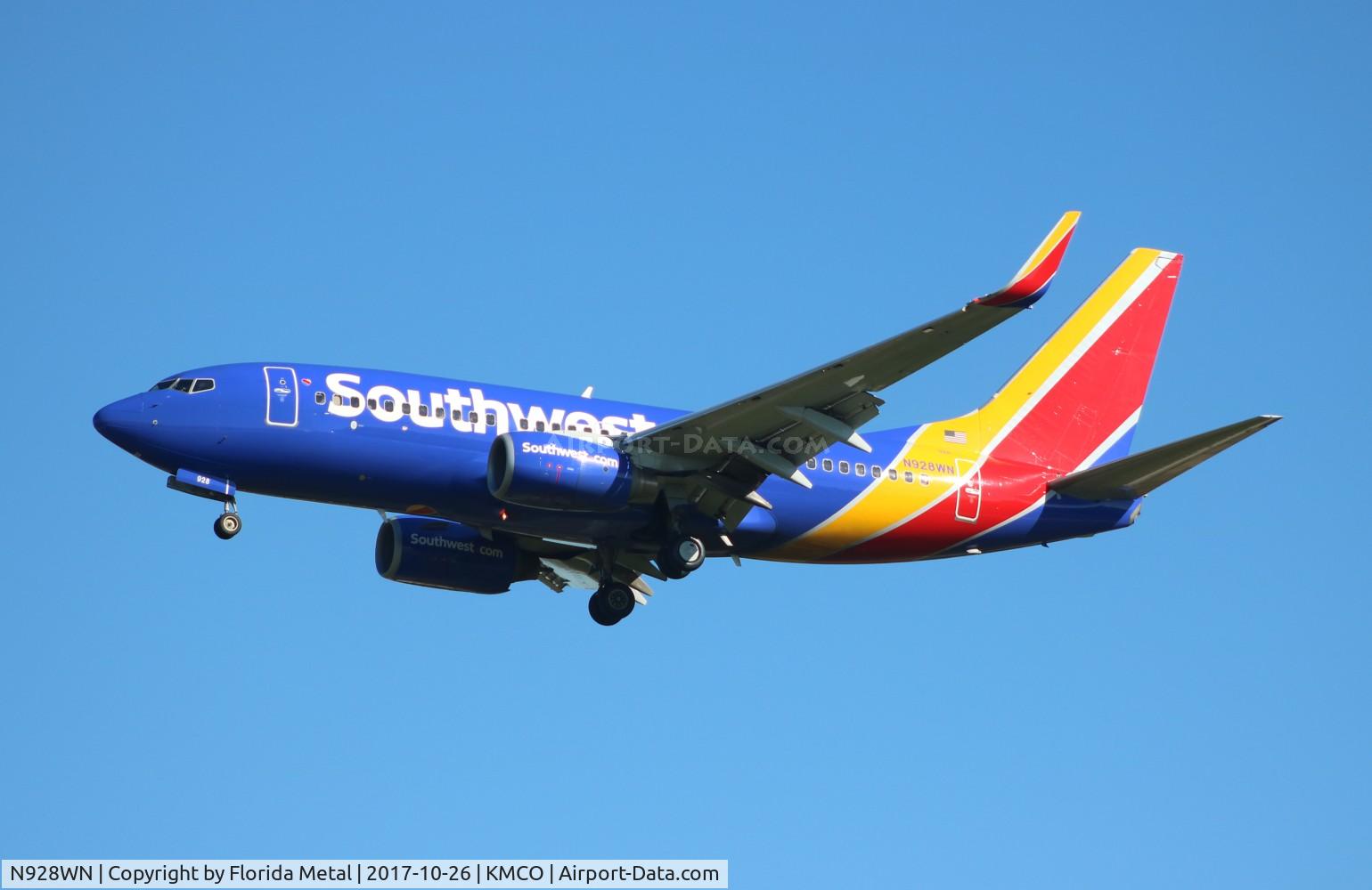 N928WN, 2008 Boeing 737-7H4 C/N 36890, MCO spotting