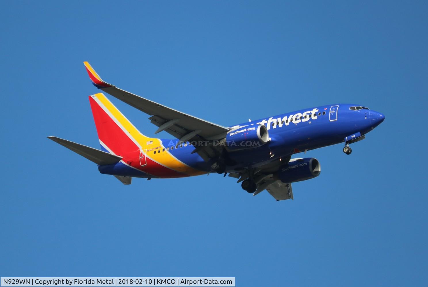 N929WN, 2008 Boeing 737-7H4 C/N 36631, MCO spotting