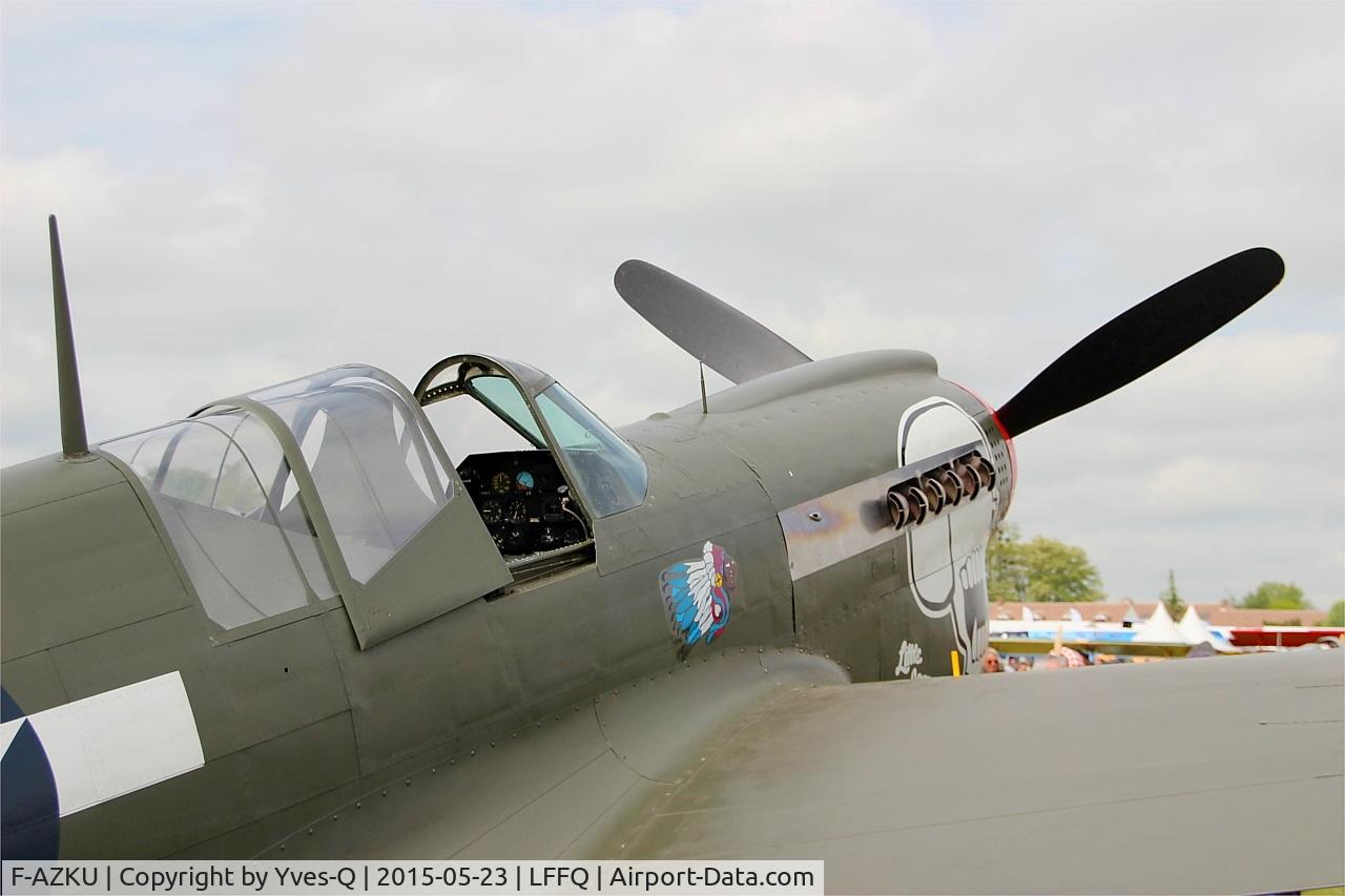 F-AZKU, 1942 Curtiss P-40N Warhawk C/N 29677, Curtiss P-40N Warhawk, Cockpit close up view, La Ferté-Alais Airfield (LFFQ) Air Show 2015